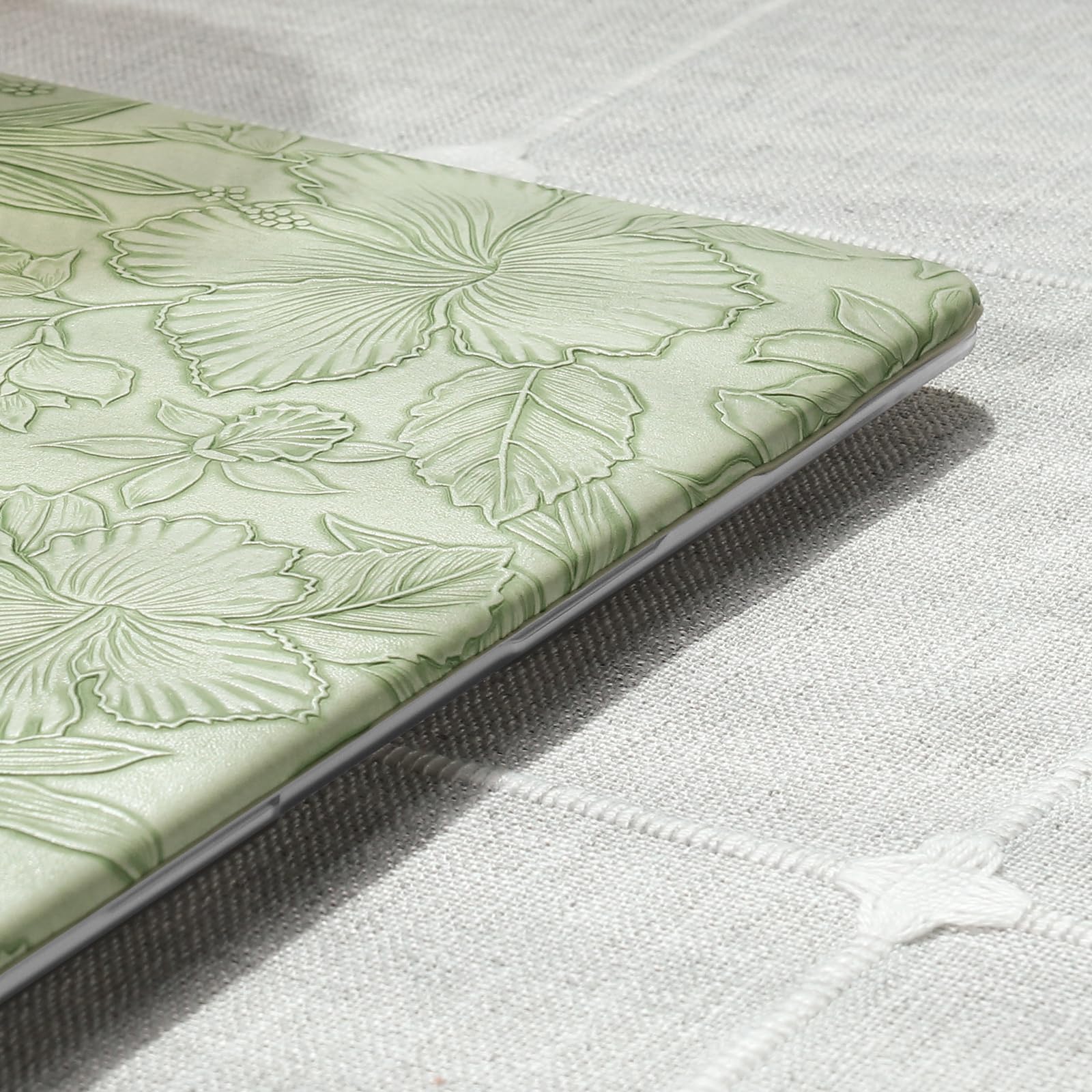 iCasso Compatible with MacBook Air 13 inch Case 2021 2020 2019 2018 Release A1932 A2179 M1 A2337, Texture Leather Plastic Hard Shell Case + Keyboard Cover + Screen Protector, Green Embossed Floral Air 13 case(A1932 A2179 M1 A2337) - Image 5