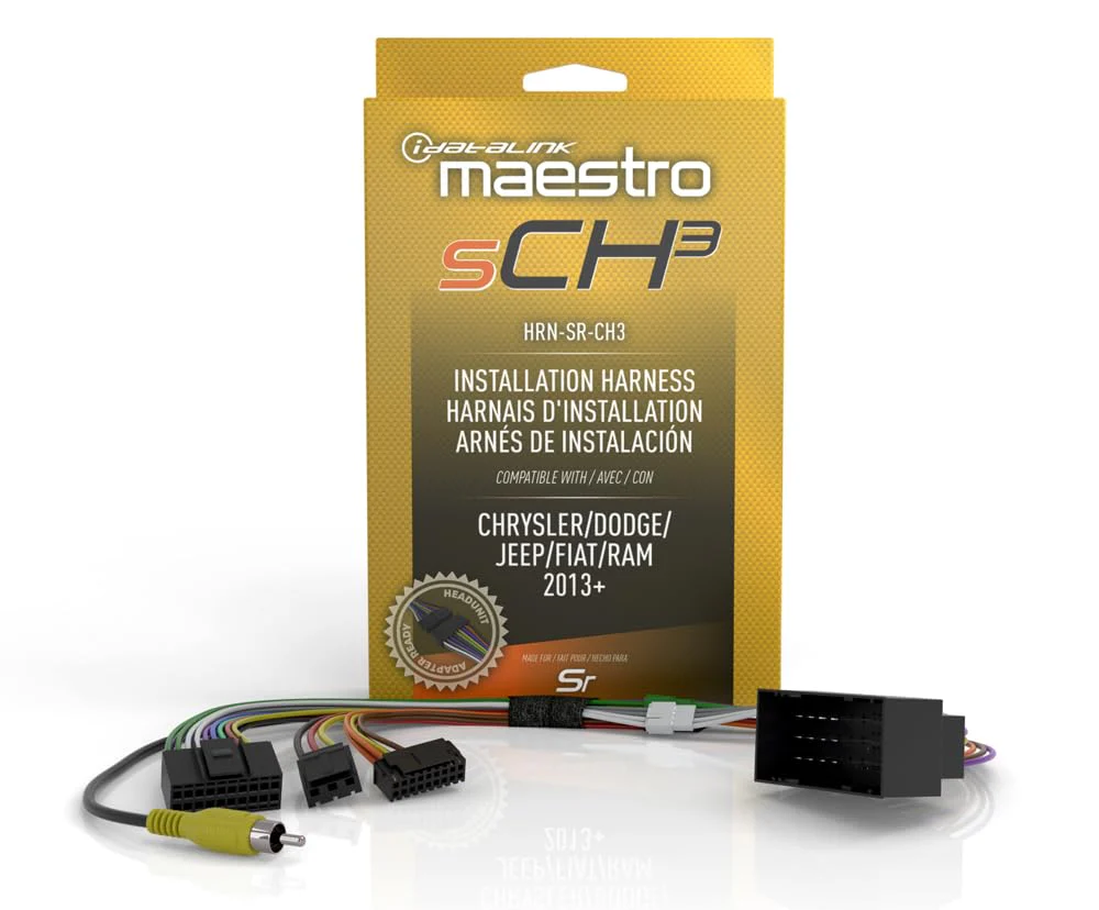 Idatalink Maestro HRN-SR-CH3 T-Harness for Select Chrysler, Dodge, Jeep, RAM Vehicles 2013+, replace factory radio while retaining steering wheel controls & use of amp (ADS-MSR module also required)