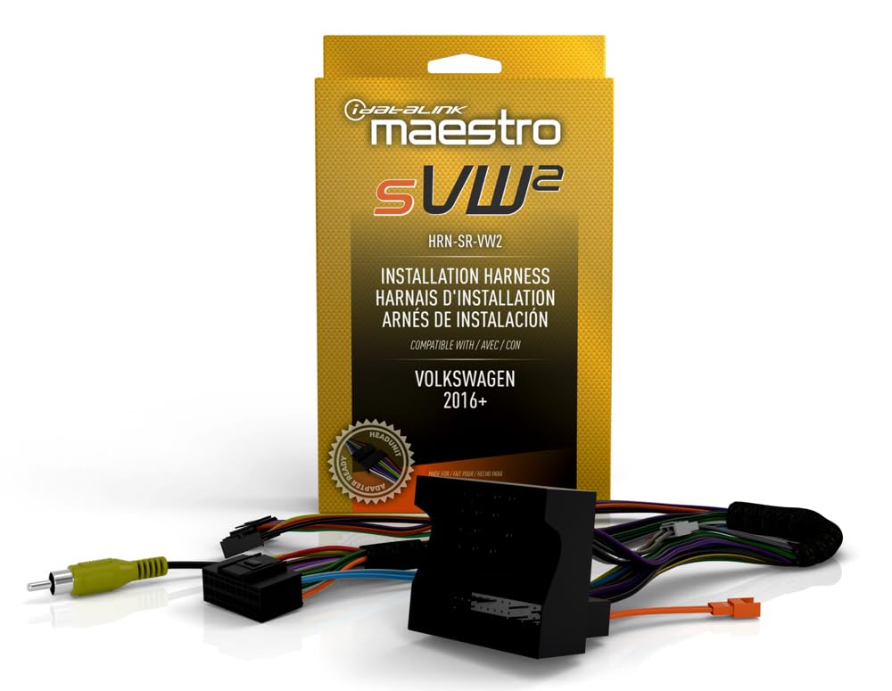 Idatalink Maestro HRN-SR-VW2 T-Harness for Select Volkswagen Vehicles 2016-20, replace The factory radio while retaining steering wheel controls & use of factory amp (ADS-MSR module also required)
