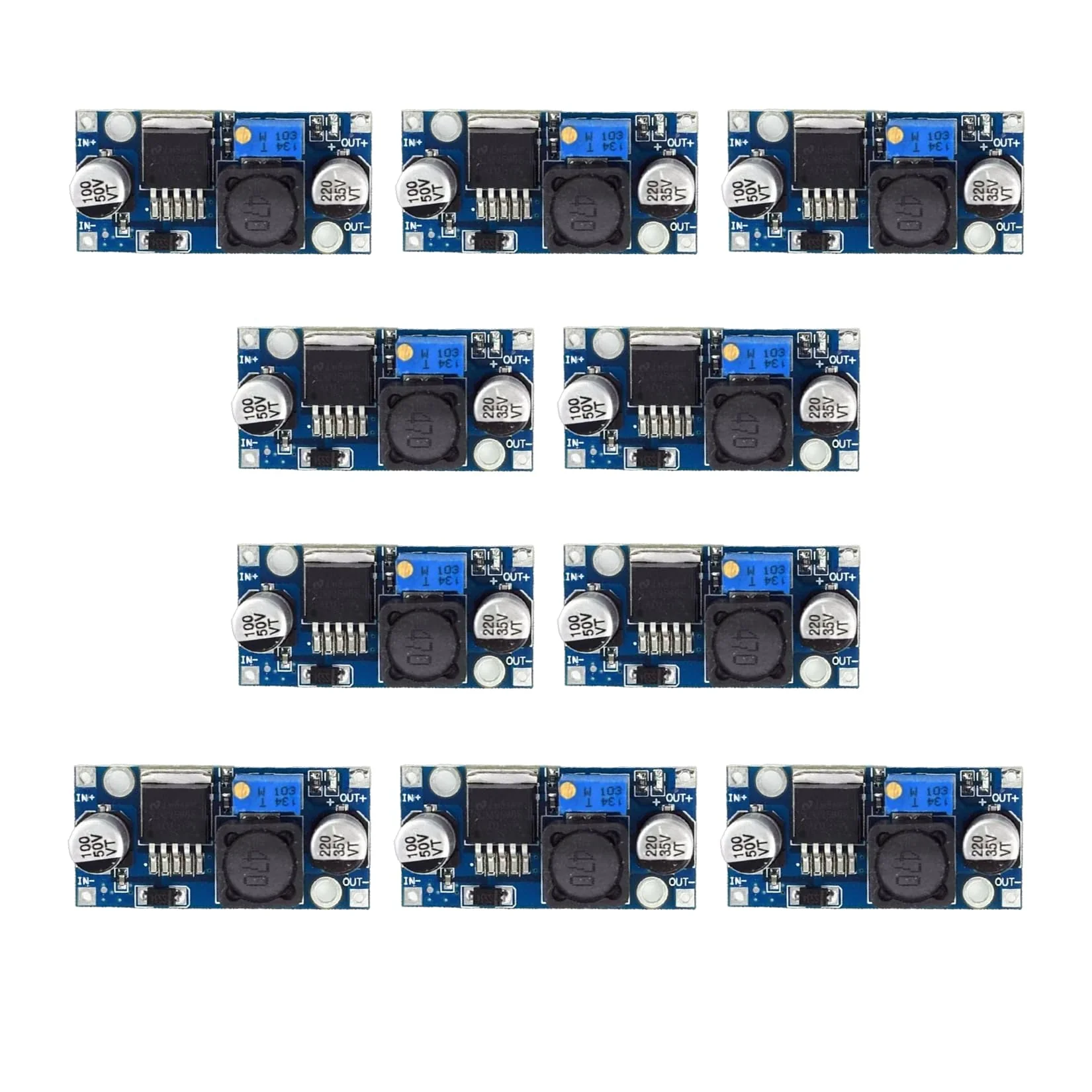Idota Pack of 10 Step Down Converter, DC-DC 3A Buck Converter Voltage Regulator Adjustable Power Supply Downward Module, 3.2-46V to 1.25-35V DC to DC Converter Module