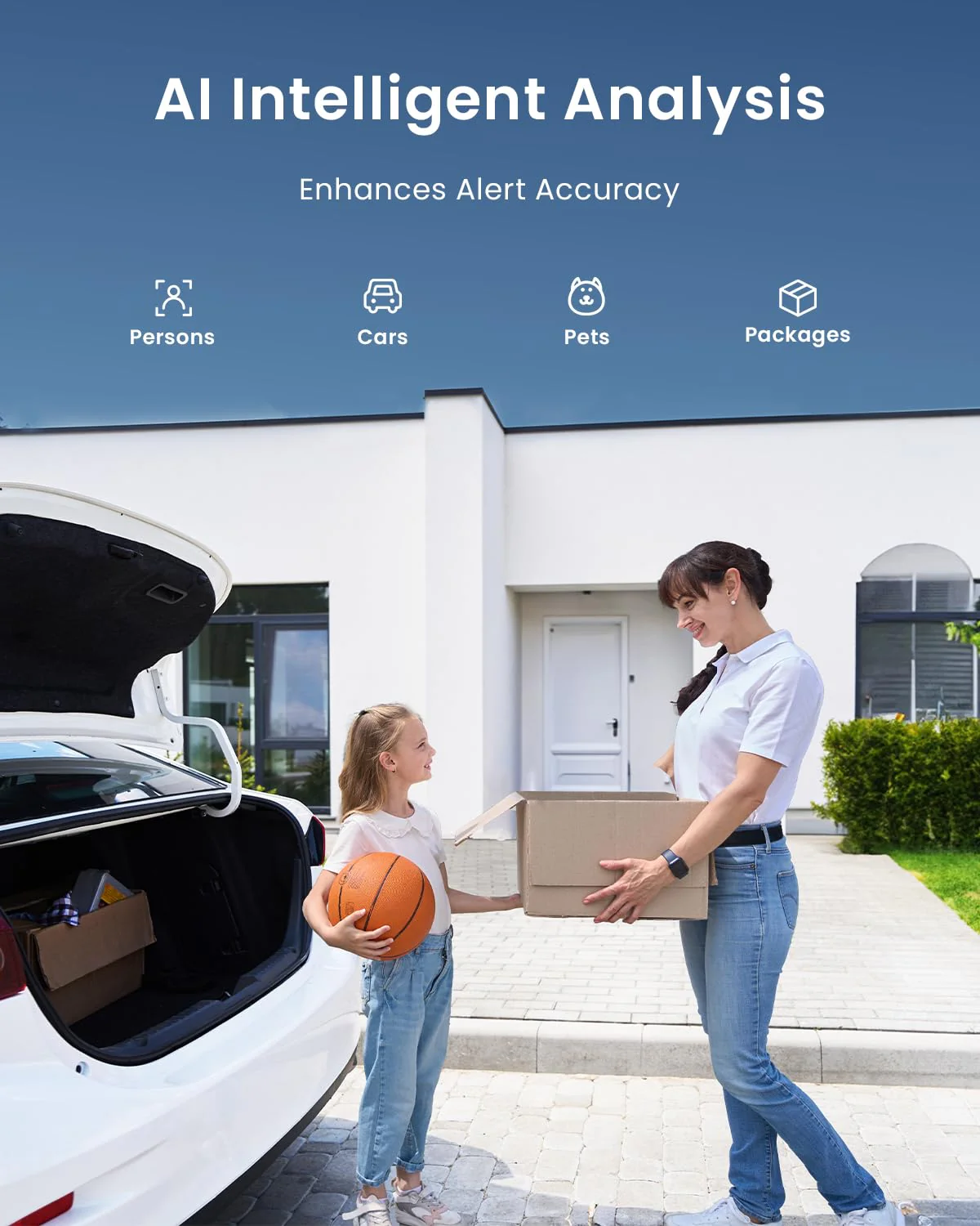ieGeek Security Cameras Wireless Outdoor Pan Rotating 180° Home Security Cameras, 2.4G WiFi Camera Battery Powered with 2K Color Night Vision, Smart AI Detection, 2-Way Audio, Local/Cloud Storage,IP65 White-1 Pack - Image 6