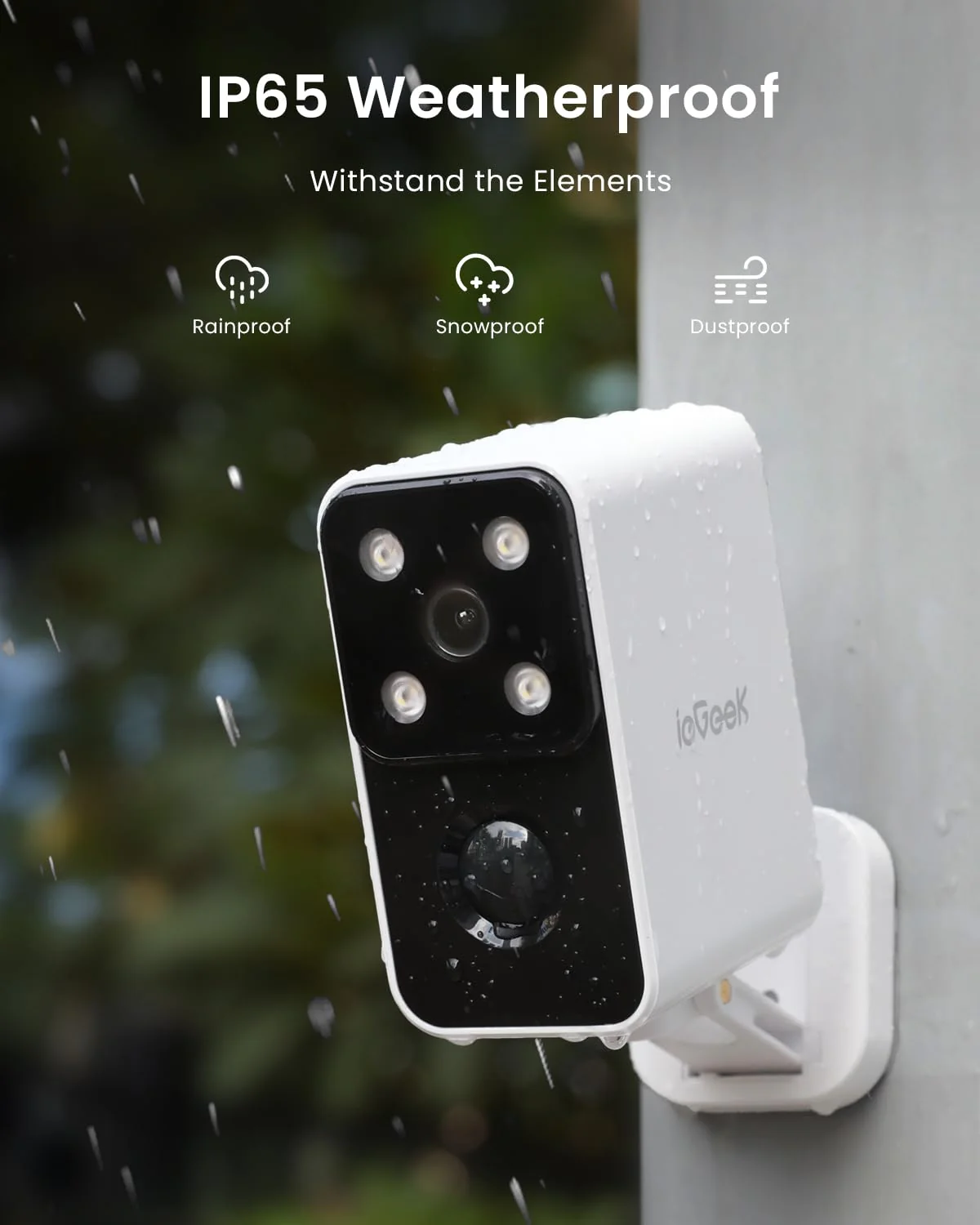 ieGeek Security Cameras Wireless Outdoor Pan Rotating 180° Home Security Cameras, 2.4G WiFi Camera Battery Powered with 2K Color Night Vision, Smart AI Detection, 2-Way Audio, Local/Cloud Storage,IP65 White-1 Pack - Image 9