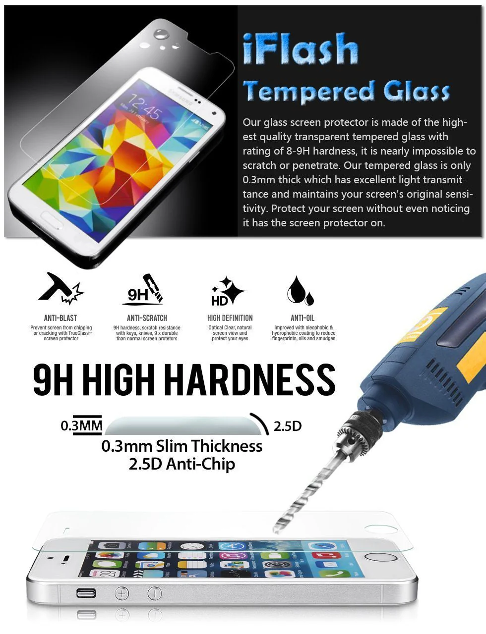 IFLASH 3 Pack Tempered Glass Screen Protector For Apple iPod Touch 4th Generation - Transparent Crystal Clear / 2.5D Rounded Edges / 9H Hardness/Scratch Proof/Bubble Free/Oleophobic Coating - Image 2