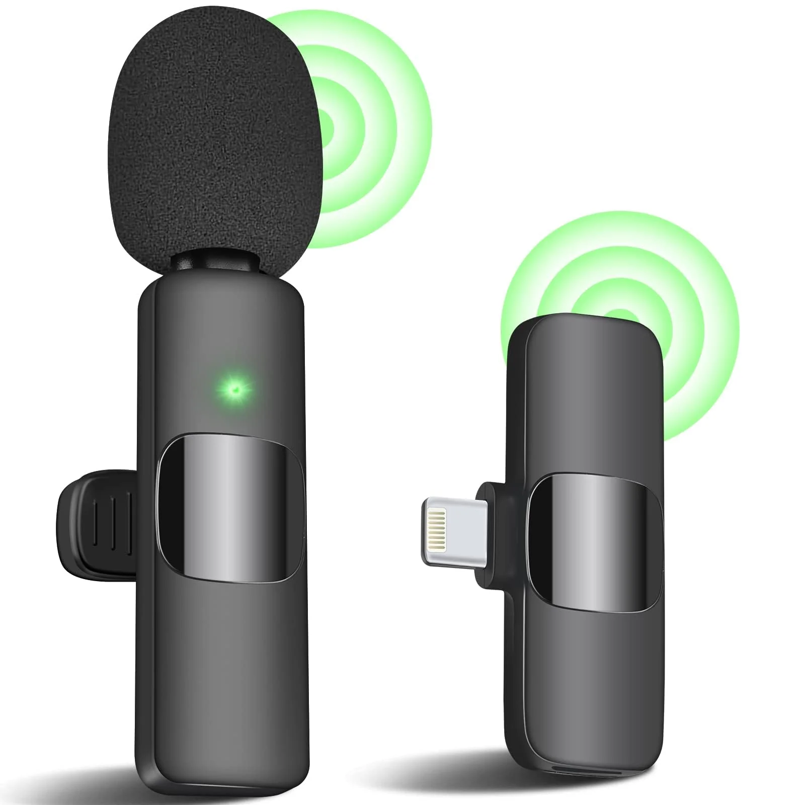 IIQ Wireless Lavalier Microphone for iPhone, Mini Professional Wireless Lavalier Microphone, Wireless Clip Mic, Tiny Lapel Microphone for iPad, for Video Interview Podcast, Facebook, YouTube 1Single Mic