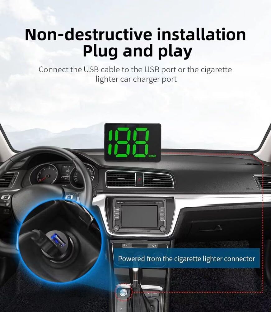 ikasus Car Hud GPS Speedometer Digital Speed Meter with MPH Speed,USB Plug and Play, Head Up Display Driving Direction, OverSpeed Warning for Cars Trucks AUTO-QA4497X#MPH-WJYQ-07 - Image 9