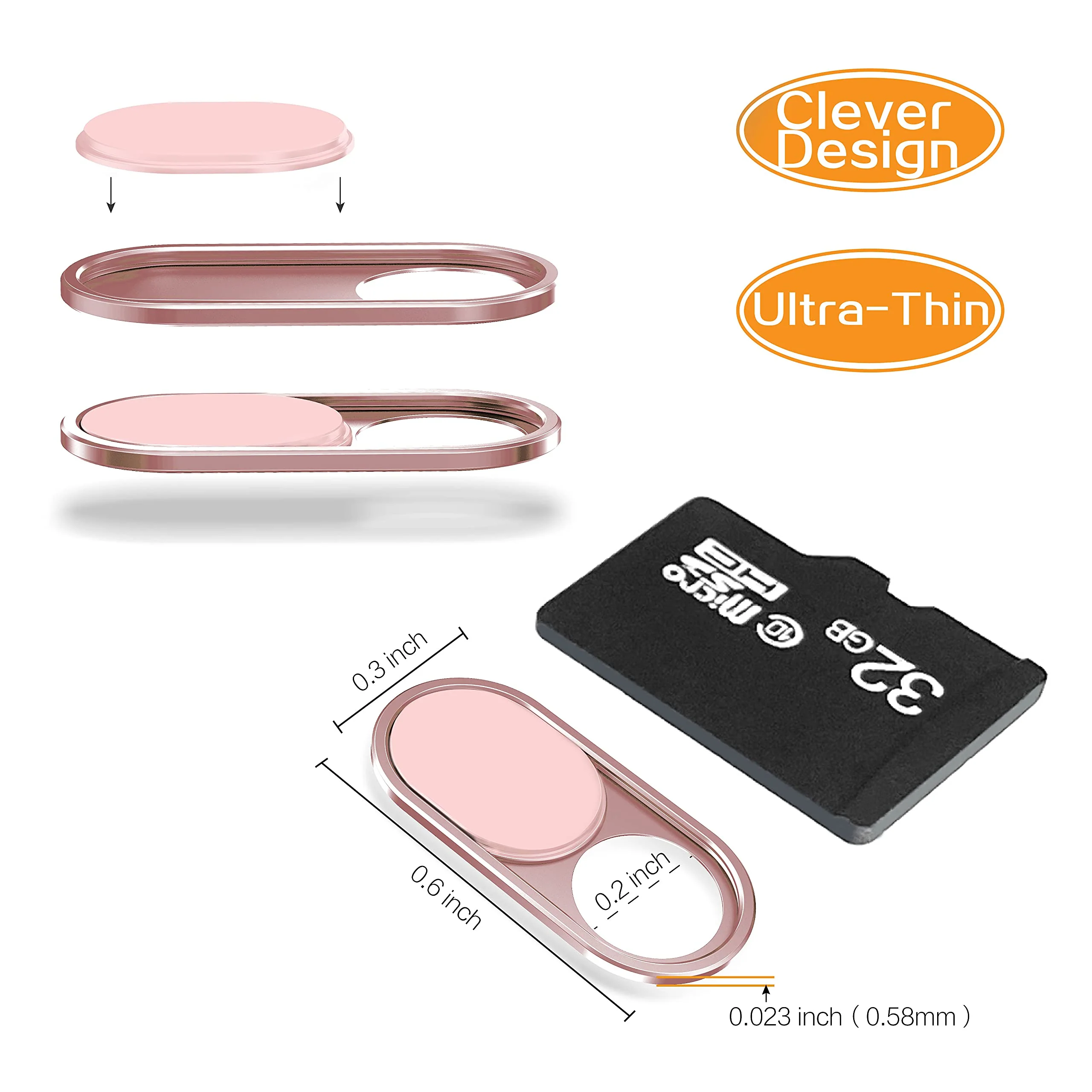imluckies Metal Webcam Cover Slide, 0.023in Camera Cover for Laptop Computer, MacBook Pro/Air iMac iPad Tablet iPhone 8/7/6 Plus, Echo Show/Spot Web Camera Blocker Protect Your Privacy [2 Pack Pink] - Image 5