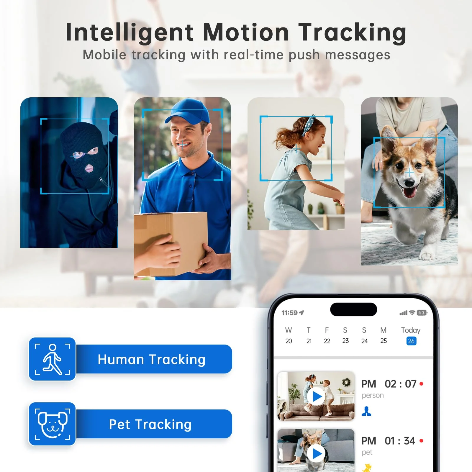 Indoor Camera,1080P Pet Camera Baby Monitor, Cameras for Home Security Indoor, Baby/Pet Camera with Phone App with AI Motion Detection, 2-Way Talk, Night Vision, Siren, Compatible with Alexa - Image 3