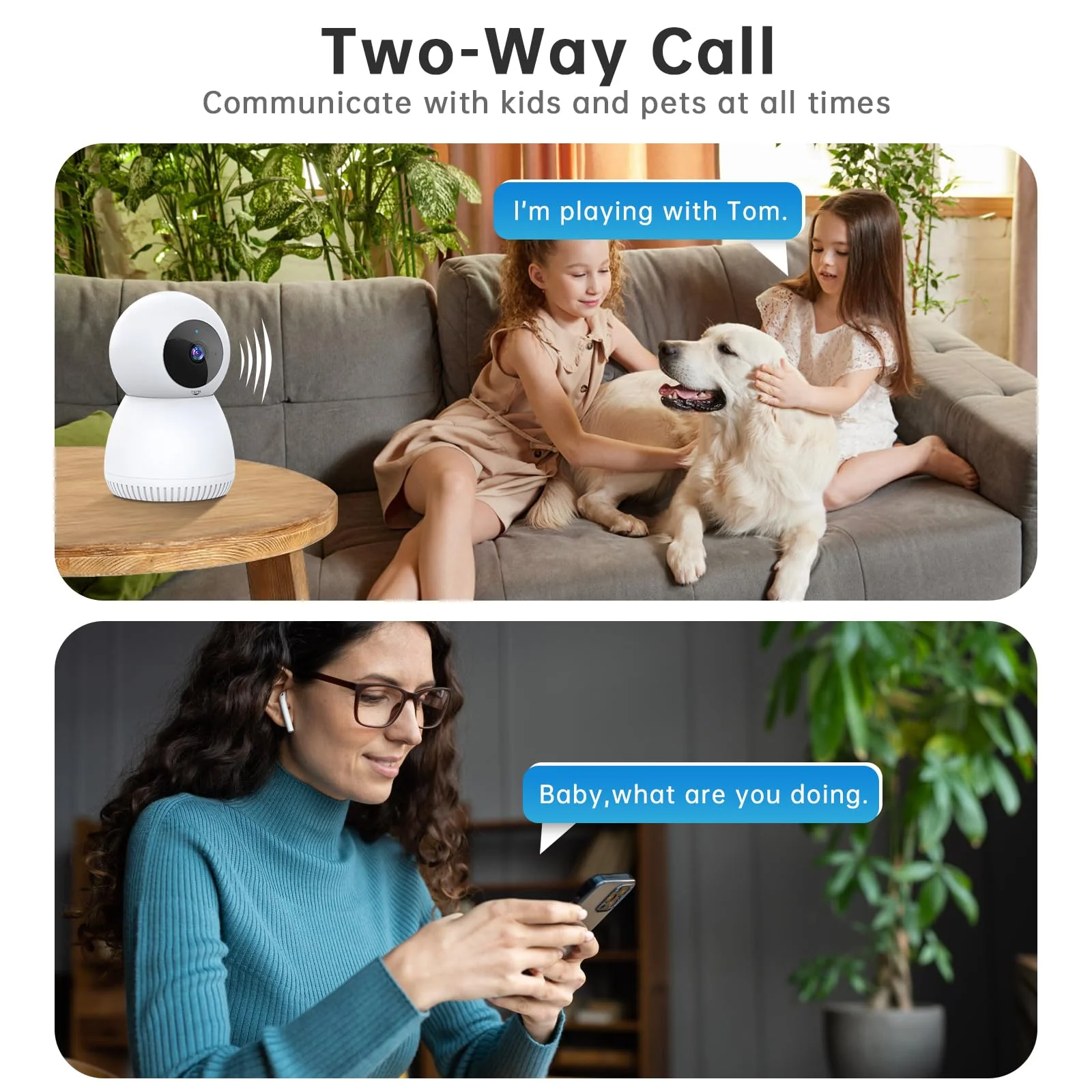 Indoor Camera,1080P Pet Camera Baby Monitor, Cameras for Home Security Indoor, Baby/Pet Camera with Phone App with AI Motion Detection, 2-Way Talk, Night Vision, Siren, Compatible with Alexa - Image 4