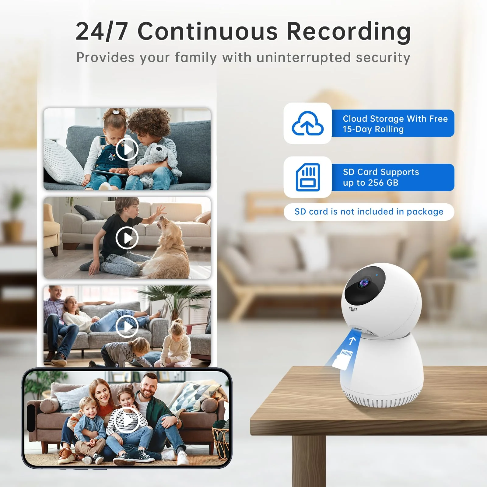 Indoor Camera,1080P Pet Camera Baby Monitor, Cameras for Home Security Indoor, Baby/Pet Camera with Phone App with AI Motion Detection, 2-Way Talk, Night Vision, Siren, Compatible with Alexa - Image 6