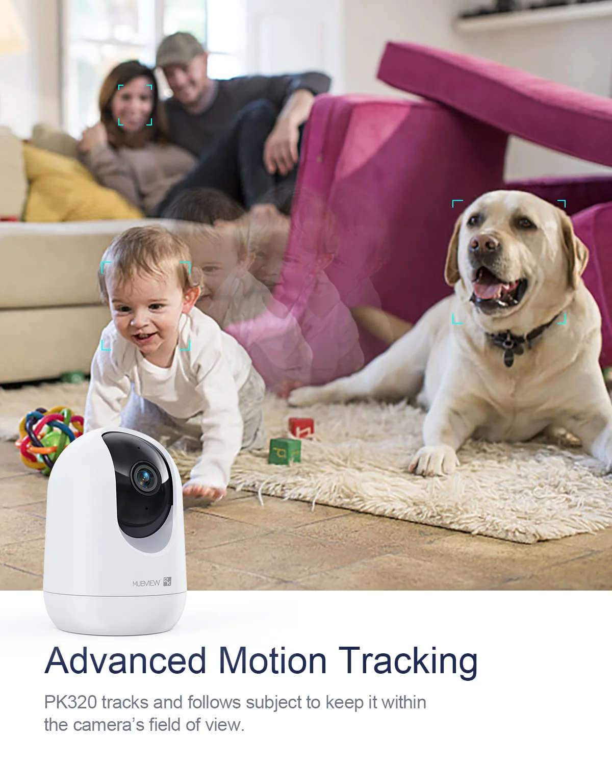 Indoor Security Camera 2K, Pet Camera with Phone App, WiFi Cameras for Home Security Camera for Dog/ Baby Monitor/Elder Pan Tilt, 2.4G, 24/7, 2-Way Talk, Human Detection, Motion Tracking, SD&Cloud - Image 5