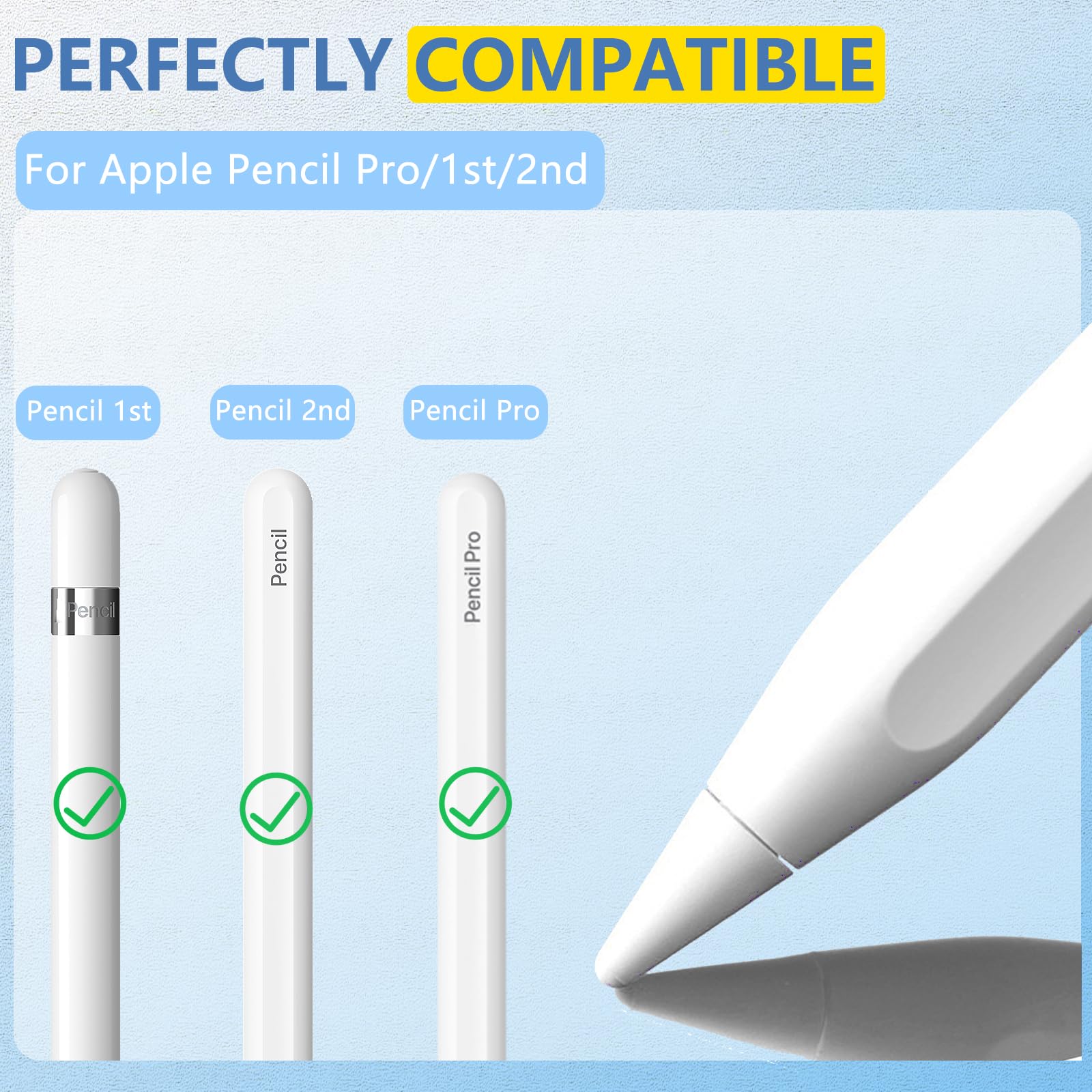 Inesore for Apple Pencil Tips Replacement,Compatible with Apple Pencil Pro/1st Generation/ 2nd Generation/USB-C (4 Pack) 4*whit-1234 - Image 2