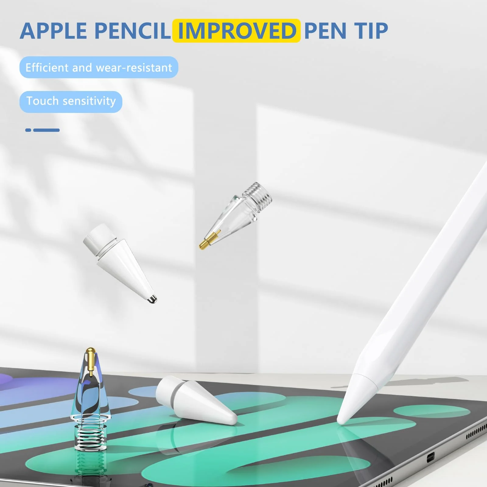 Inesore for Apple Pencil Tips Replacement,Compatible with Apple Pencil Pro/1st Generation/ 2nd Generation/USB-C (4 Pack) 4*whit-1234 - Image 7