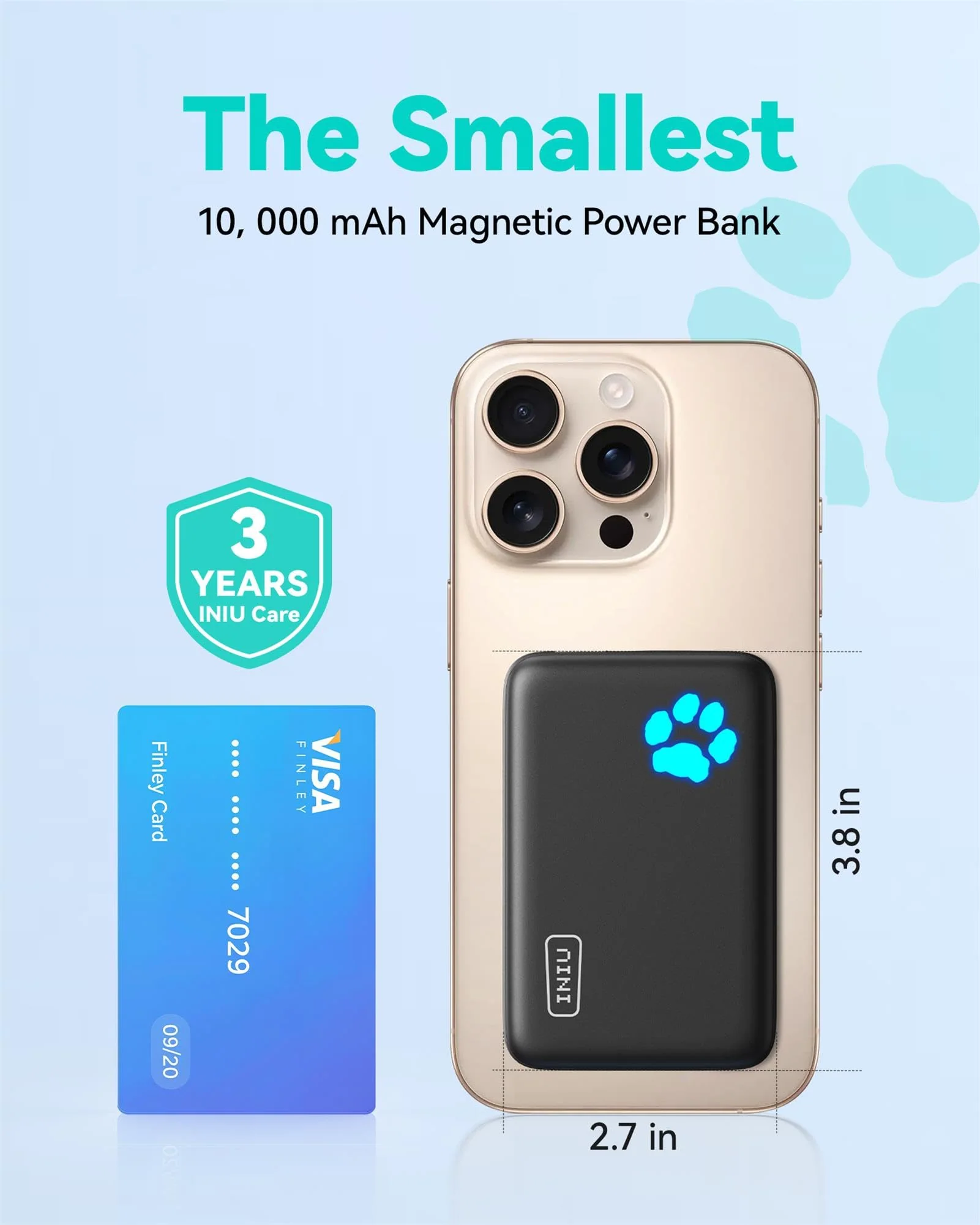 INIU for Magsafe Portable Charger, Small 10000mAh 20W PD Magnetic Power Bank, USB C in&Out Wireless Battery Pack Phone Charger, Only for iPhone 16/16 Plus/16 Pro/16 Pro Max, iPhone 15/14/13/12 Series Qi1 7.5W Wireless Charging - Image 2