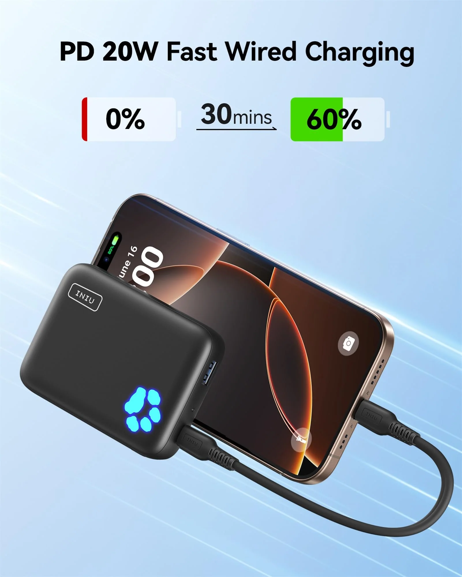 INIU for Magsafe Portable Charger, Small 10000mAh 20W PD Magnetic Power Bank, USB C in&Out Wireless Battery Pack Phone Charger, Only for iPhone 16/16 Plus/16 Pro/16 Pro Max, iPhone 15/14/13/12 Series Qi1 7.5W Wireless Charging - Image 4