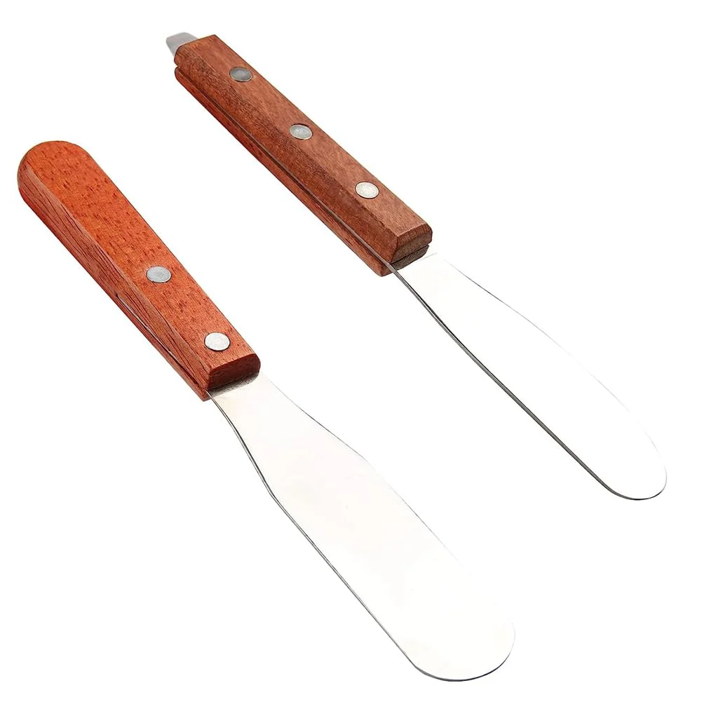 Inokantucy Dental Lab 8 Spatula, Plaster Alignment Mixing Wax End Instrument, Plaster Mixing Knife with Wooden Handle