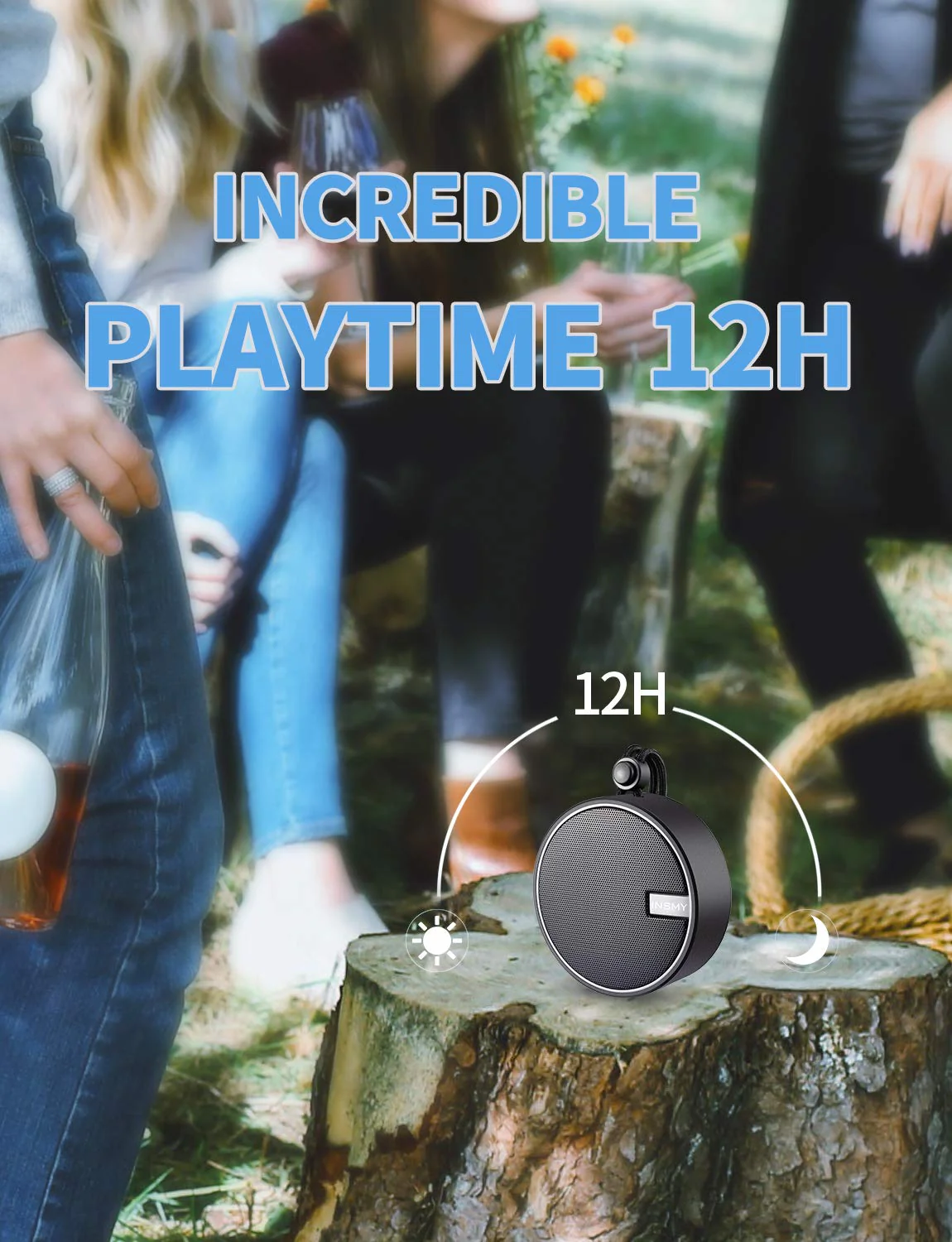 INSMY C12 IPX7 Waterproof Shower Bluetooth Speaker, Portable Wireless Outdoor Speaker with HD Sound, Support TF Card, Suction Cup for Home, Pool, Beach, Boating, Hiking 12H Playtime (Black) Black - Image 4
