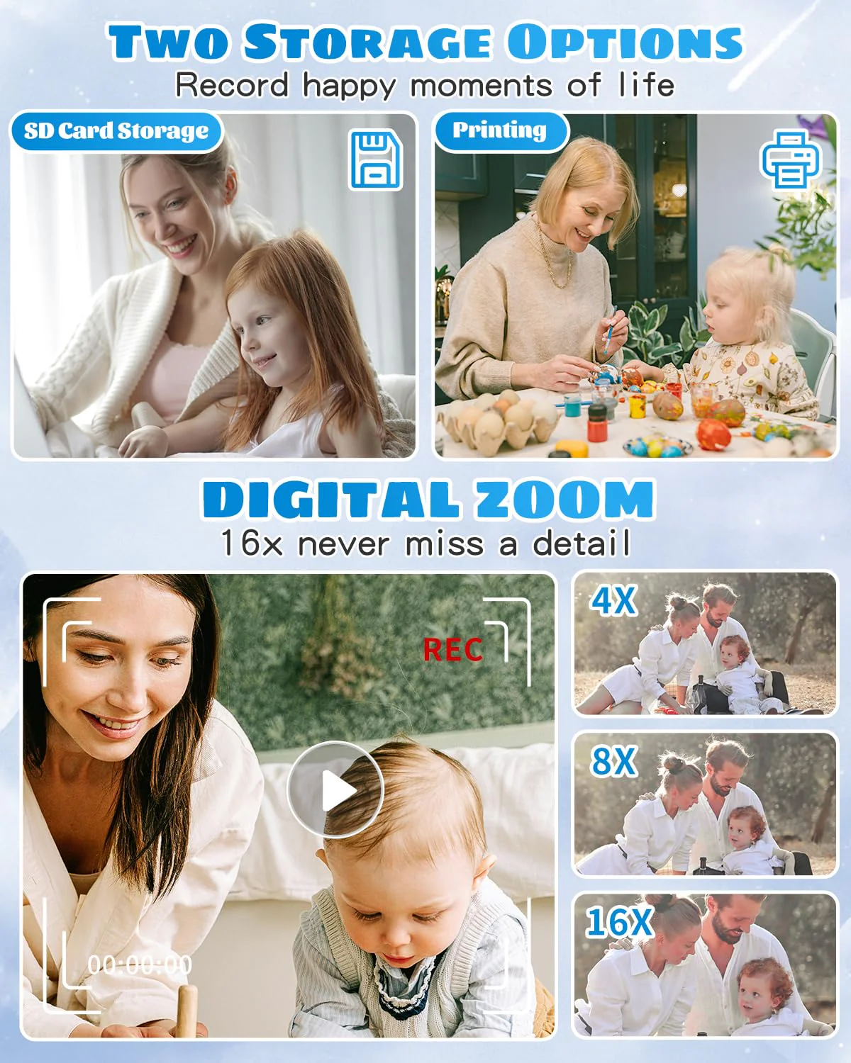 Instant Print Camera for Kids,1080P HD Digital Kids Camera with 32G SD Card,Video Camera for Toddler Christmas Birthday Gifts for 3 4 5 6 7 8 9 10 11 Years Old Girls Boys BLUE - Image 3