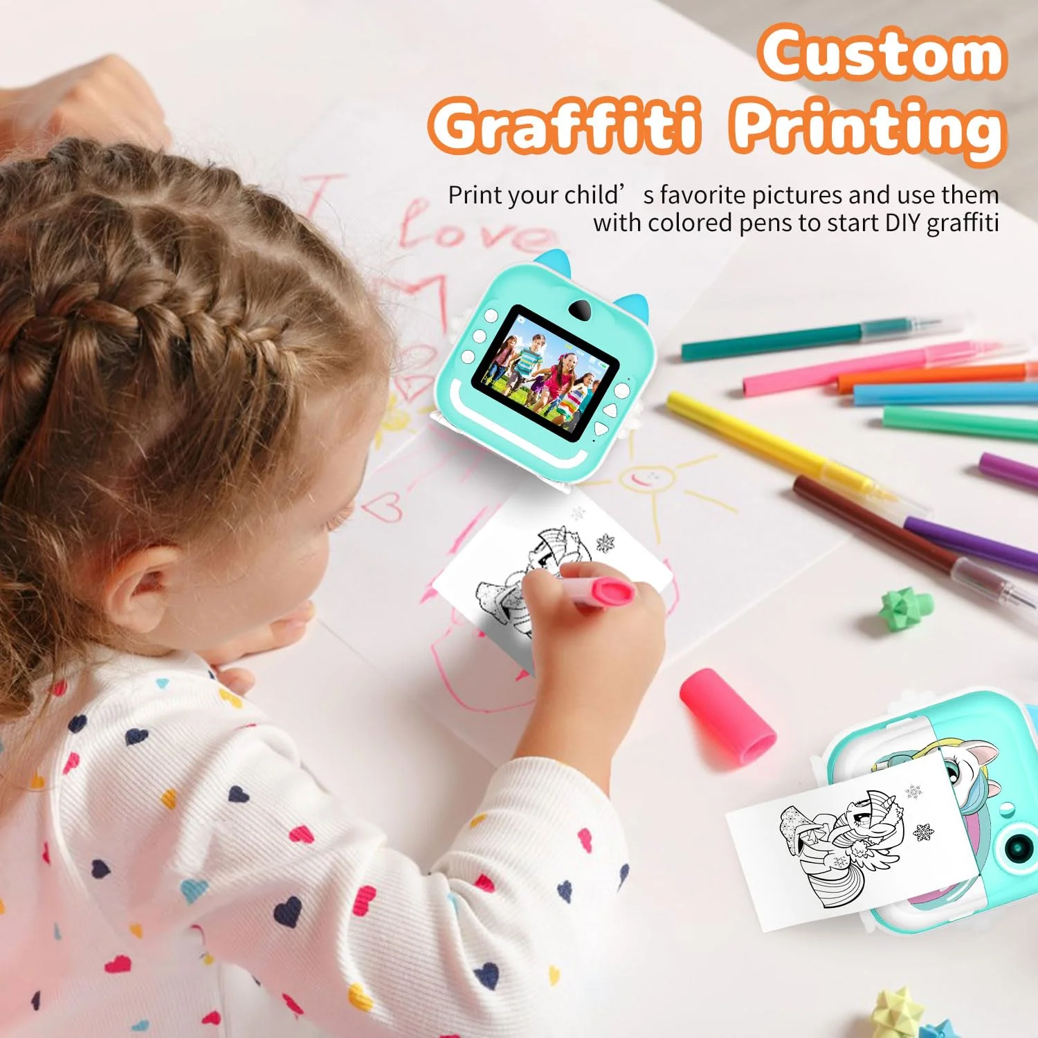 Instant Print Camera for Kids, Christmas Birthday Gifts for Girls Boys, Selfie Digital Camera with 1080P Videos, Portable Travel Camera Toy for 6+ Years Old Girl with Print Paper & 32G Card Green - Image 4