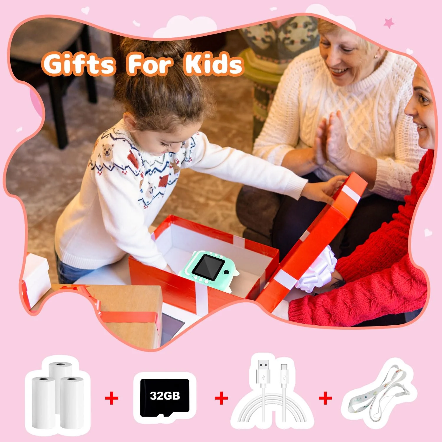 Instant Print Camera for Kids, Christmas Birthday Gifts for Girls Boys, Selfie Digital Camera with 1080P Videos, Portable Travel Camera Toy for 6+ Years Old Girl with Print Paper & 32G Card Green - Image 8