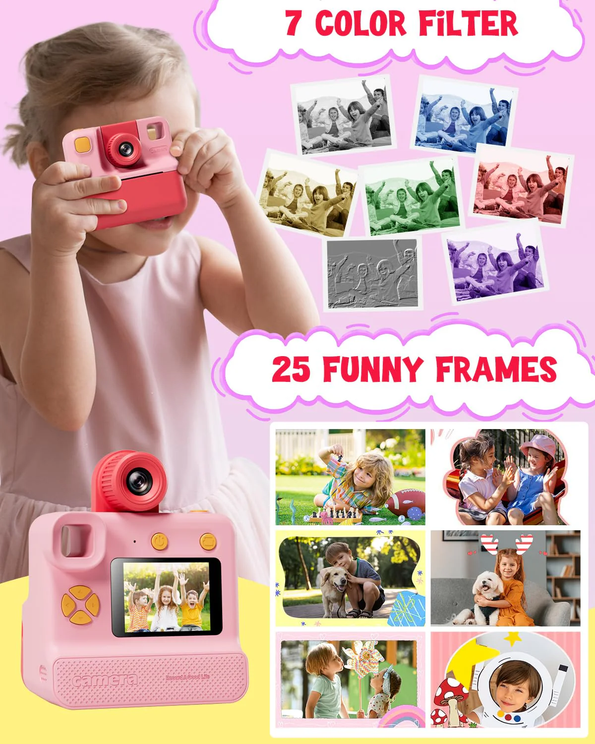 Instant Print Paper - 5 Rolls Black & White Print Paper for Kids Instant Print Camera, NO-Ink HD Printing Thermal Print Paper Set - Image 4