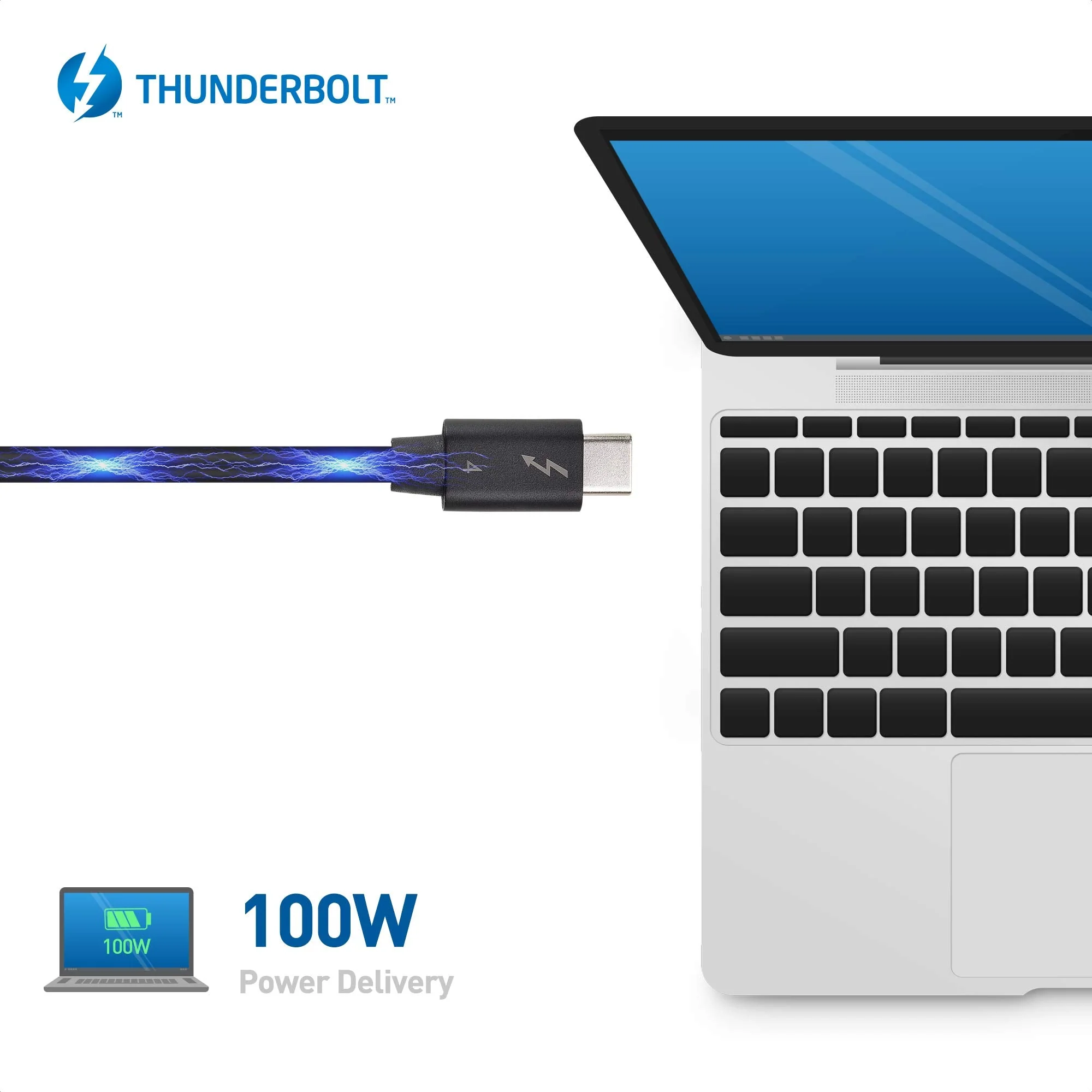 [Intel Certified] Cable Matters 40Gbps USB4 Thunderbolt 4 Cable 2.6ft with 8K Video and 100W Charging - 0.8m - Backwards Compatible with Thunderbolt 3 Cable and USB-C 2.6 Feet - Image 2