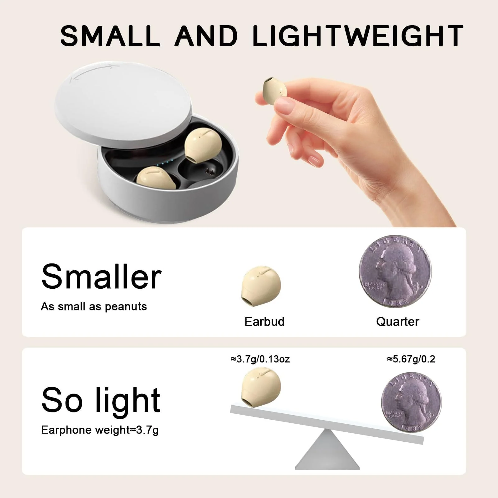 Invisible Earbuds Sleep Smallest Bluetooth Earbuds Mini Wireless Ear Buds Discreet Bluetooth Earpiece Tiny Hidden Small Ears Earbud for Work Headphones True Wireless Earpiece with Charging Case Black - Image 2