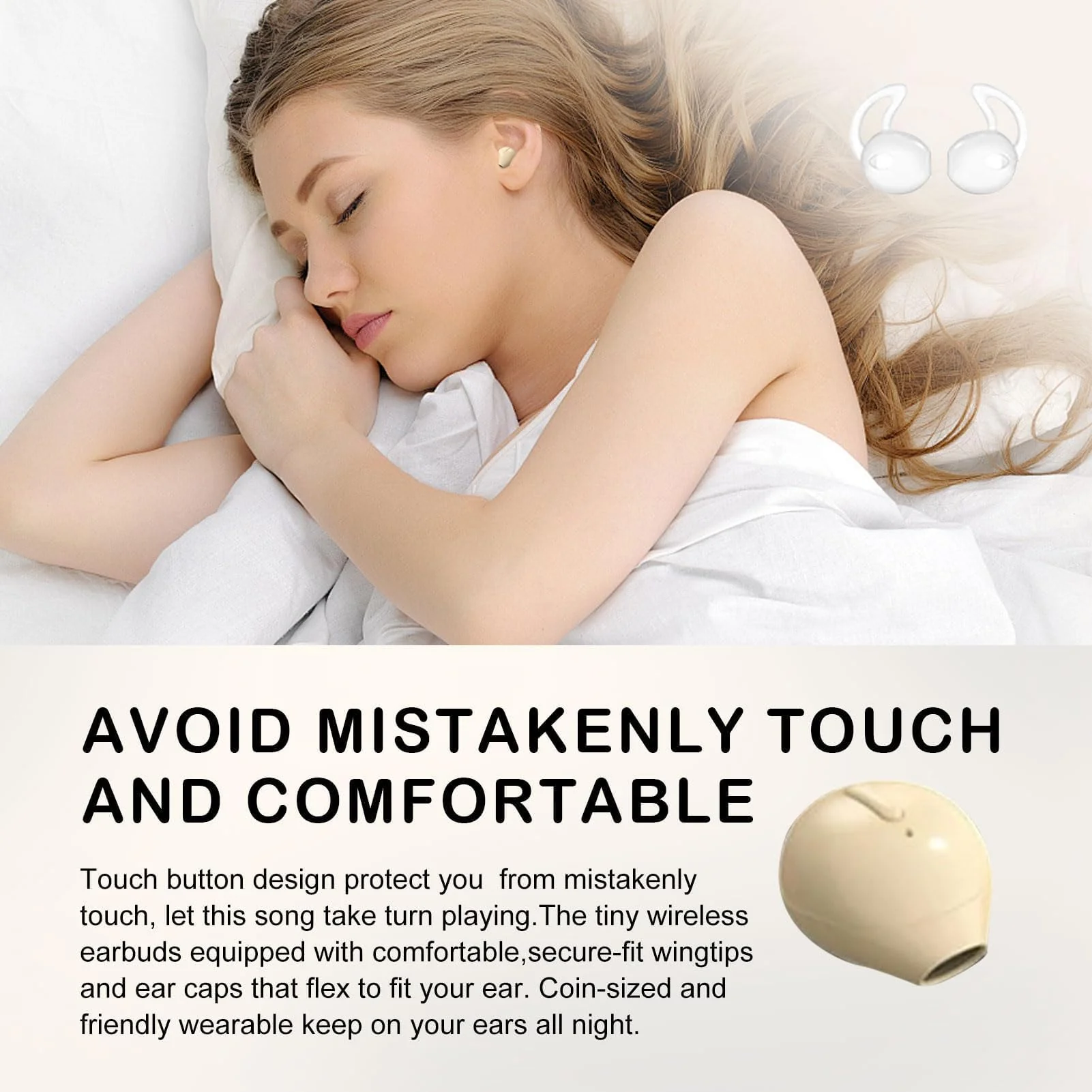 Invisible Earbuds Sleep Smallest Bluetooth Earbuds Mini Wireless Ear Buds Discreet Bluetooth Earpiece Tiny Hidden Small Ears Earbud for Work Headphones True Wireless Earpiece with Charging Case Black - Image 4