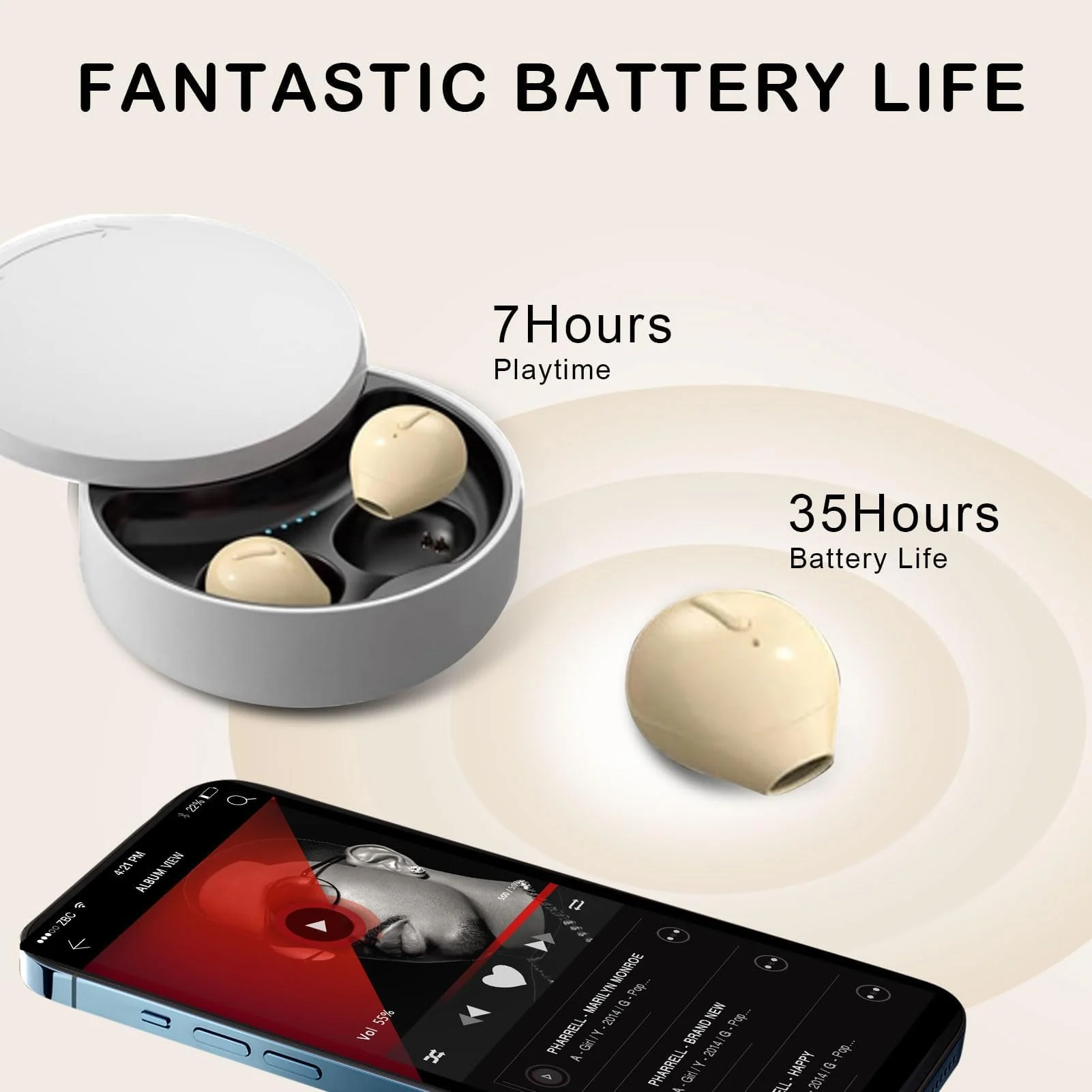 Invisible Earbuds Sleep Smallest Bluetooth Earbuds Mini Wireless Ear Buds Discreet Bluetooth Earpiece Tiny Hidden Small Ears Earbud for Work Headphones True Wireless Earpiece with Charging Case Black - Image 5