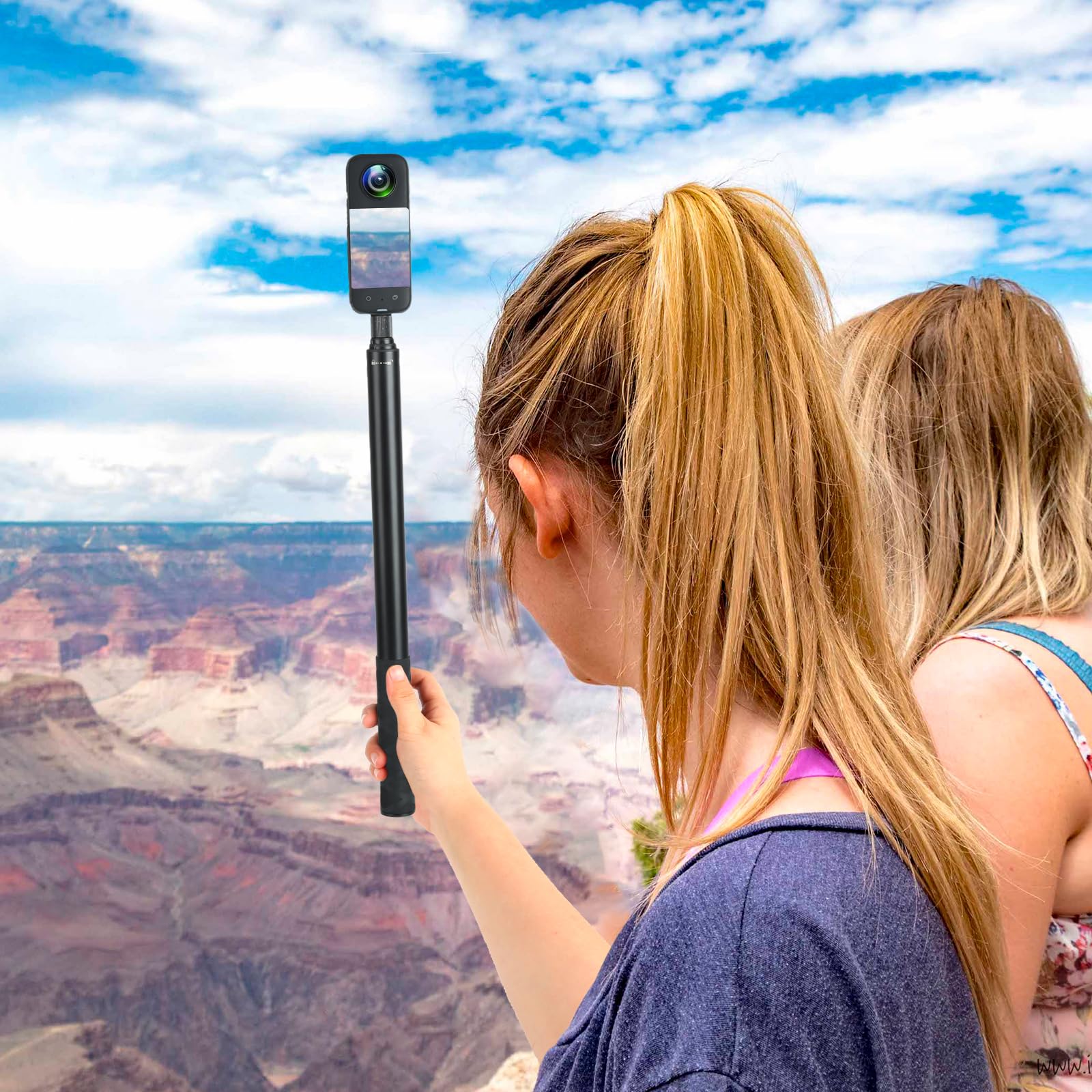 Invisible Selfie Stick for Insta360 ONE X4,X3,X2,X,One R,One RS,GO 2,GO 3/GoPro/DJI/AKASO/SJCAM Action Cameras,Extendable 61.8" / 157 cm Long Aluminum Alloy Rod with Tripod Accessory - Image 3