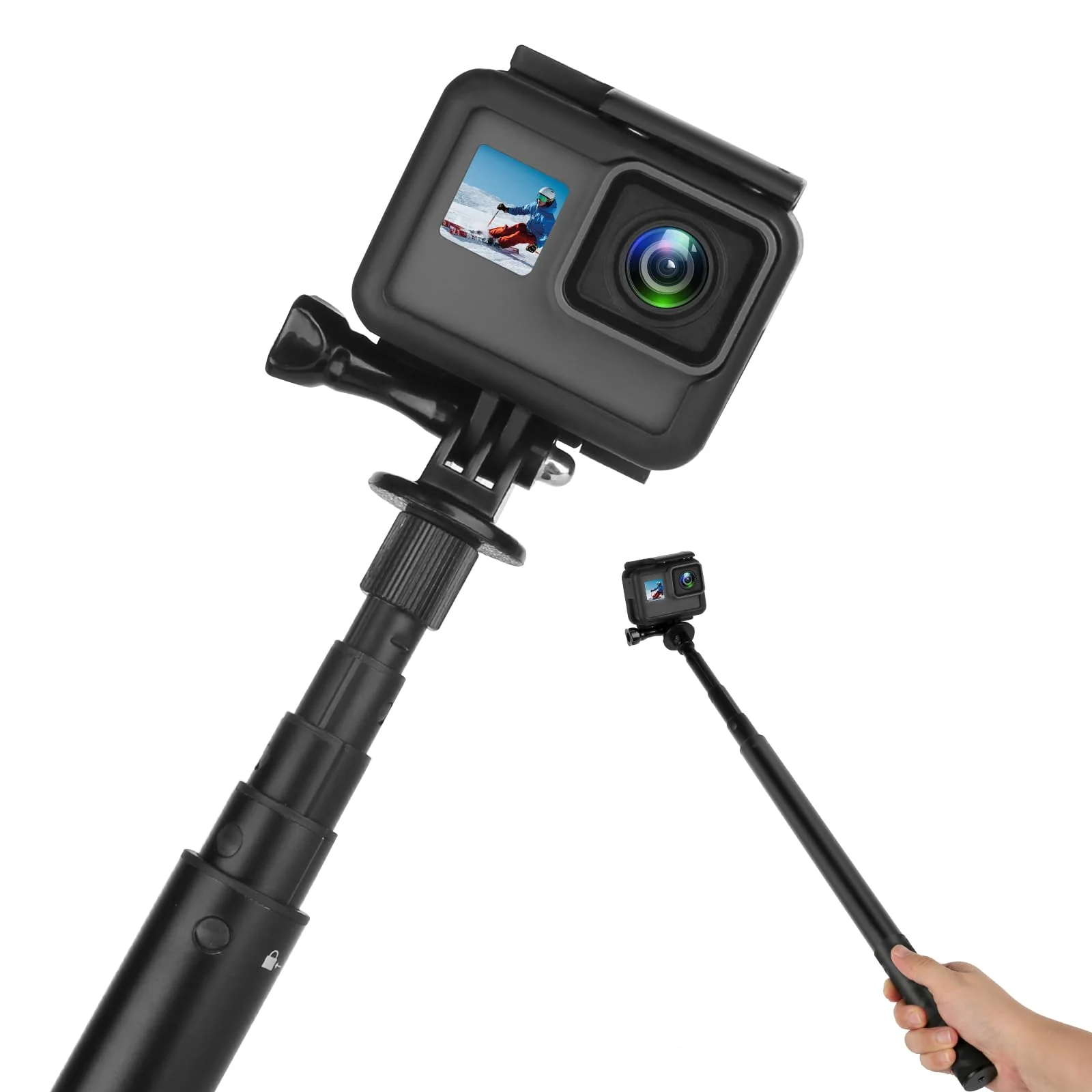 Invisible Selfie Stick for Insta360 ONE X4,X3,X2,X,One R,One RS,GO 2,GO 3/GoPro/DJI/AKASO/SJCAM Action Cameras,Extendable 61.8" / 157 cm Long Aluminum Alloy Rod with Tripod Accessory - Image 5