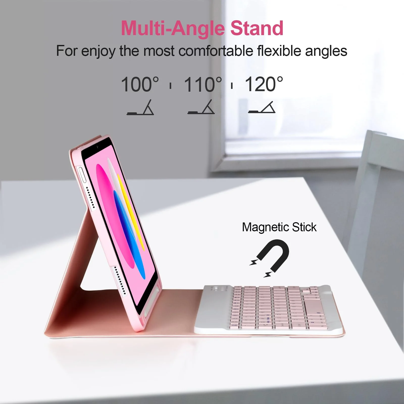 iPad 10th Generation Case with Keyboard,Keyboard Case for iPad 10th Gen 2022 10.9’’Keyboard for iPad 10th Gen with Pencil Holder,Detachable Bluetooth Keyboard Case for iPad 10.9 2022,Pink Pink - Image 6
