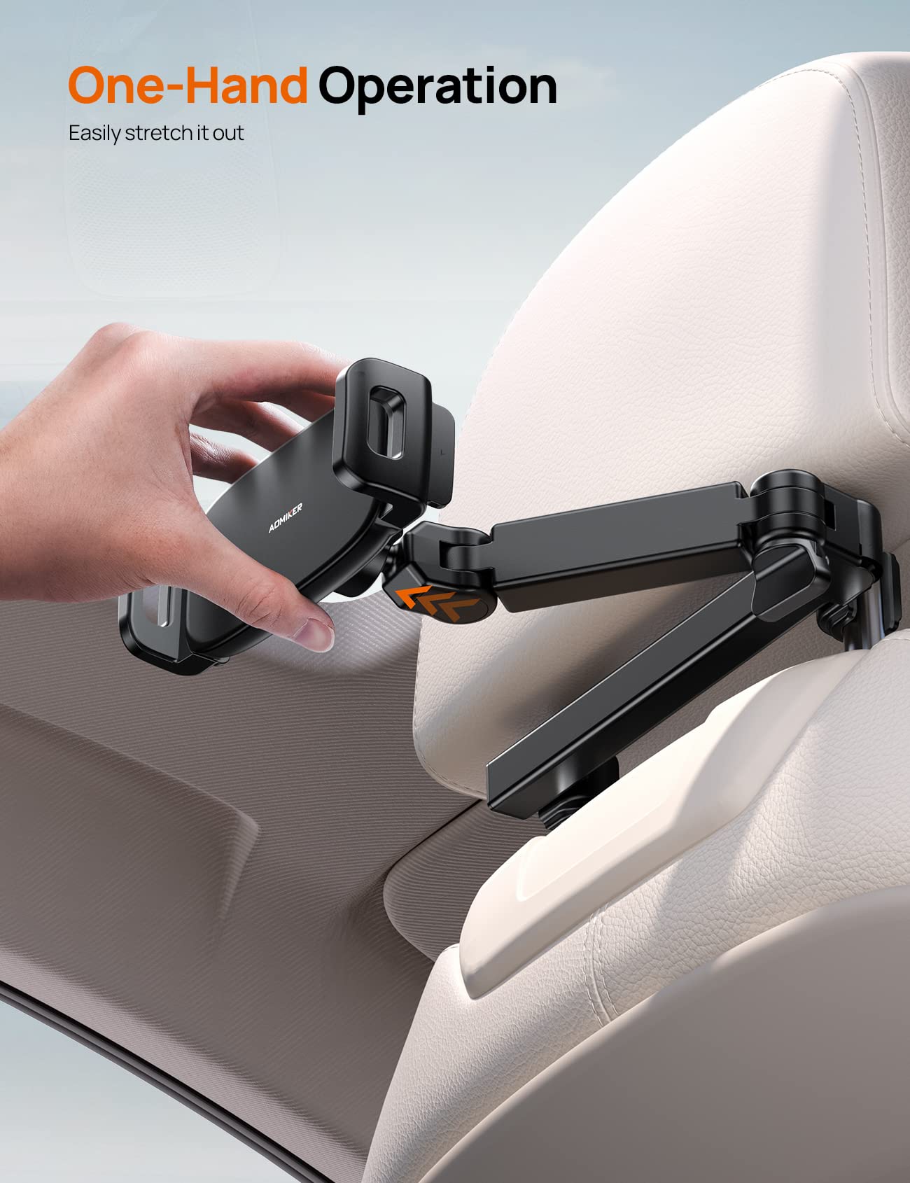 iPad Holder Car Headrest - [Stretchable Arm] 2024 Adjustable Tablet Mount for Car Backseat, Travel Road Trip Essentials for Kids, for iPad Pro, Air, Mini, Samsung Tab, 4.7-11” Device - Black - Image 5