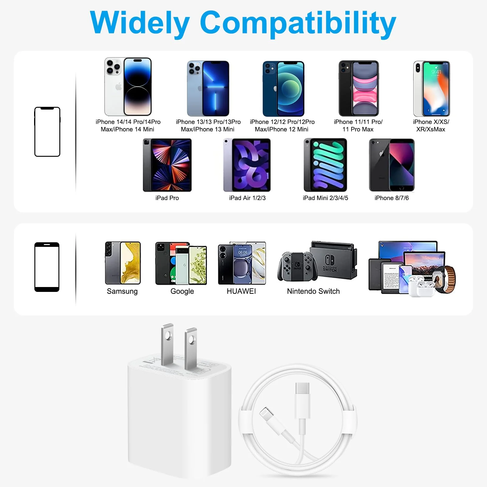 iPhone 14 13 12 Charger Fast Charging - 4 Pack 20W USB C Wall Charger Block Adapter with 6Ft Fast Charging Cable Compatible with iPhone 14 13 12 11 Pro Max XR XS X 8 7 6, iPad - Image 6