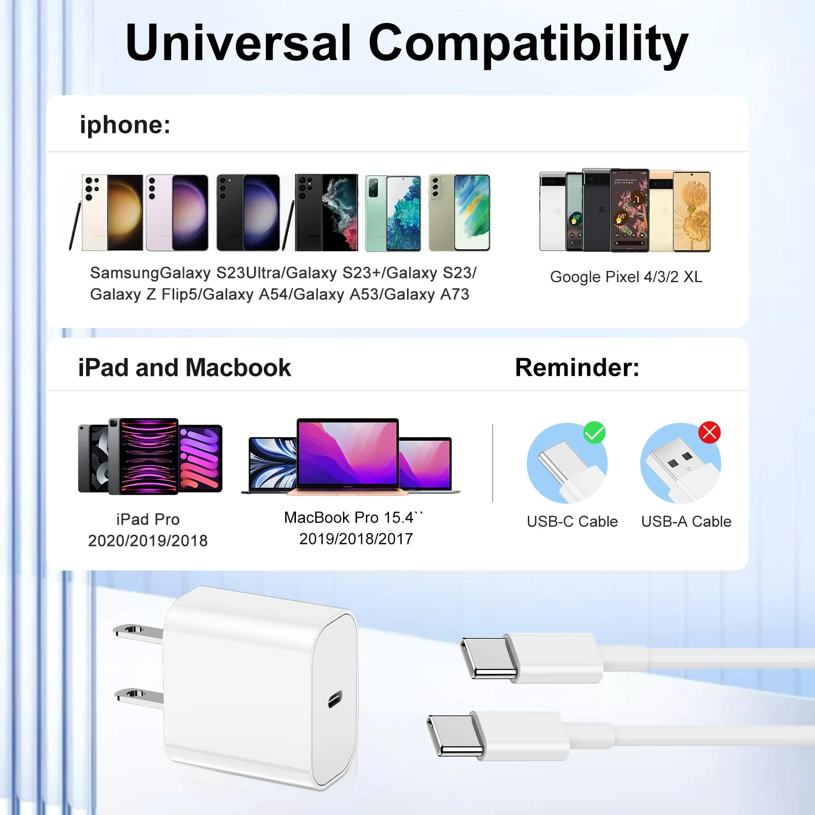 iPhone 15 Charger 10 Ft with 20w USB C Charger Block,2-Pack 20W Fast Wall Charger for 15/15 Pro/Pro Max/iPad Pro AirPods/Samsung and More, with 2 Pack 10ft USB-C Cable 2Pack-10FT White - Image 6