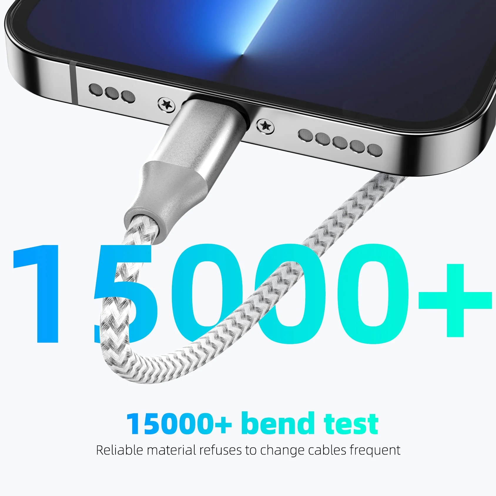 iPhone Charger 3pack 10FT Apple MFi Certified Long Lightning Cable Fast Charging High Speed Data Sync USB Cable Compatible iPhone 14 13/12/11 Pro Max/XS MAX/XR/XS/X/8/7/Plus/6S (Grey White) Grey White - Image 4