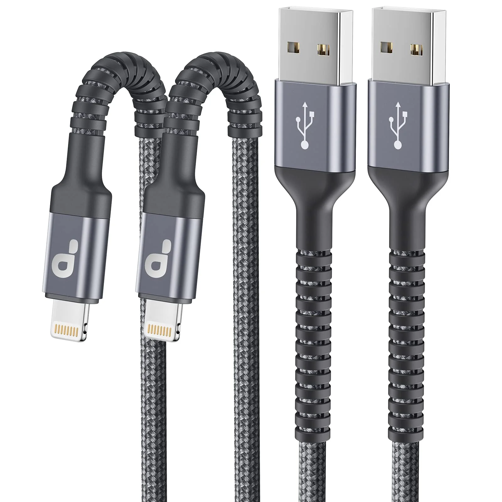 iPhone Charger Cable 2Pack 6FT, Nylon Braided Lightning Cable, [Apple MFi Certified] Fast Charging iPhone Charger Cord Compatible with iPhone 14 13 12 11 Pro Max XR XS X 8 7 6 Plus iPad and More Grey