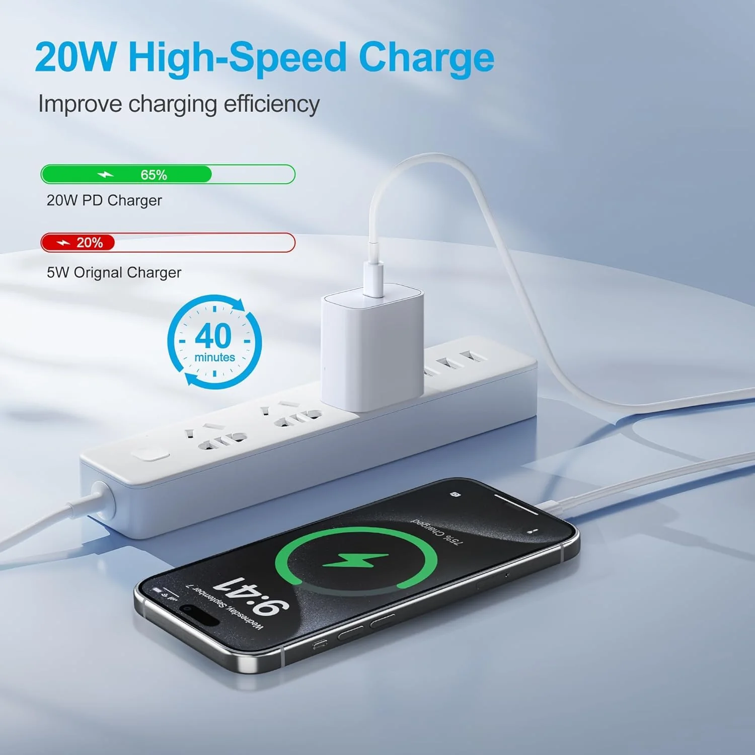 iPhone Fast Charger, [MFi Certified] 20W PD Fast Charger with 6FT Long iPhone Charger Cord Compatible for iPhone 14/14 Pro Max/13/13 Pro Max/12/12 Pro/12 Pro Max/11 Pro Max/XR/XS/X/Pad 2Pack - Image 2