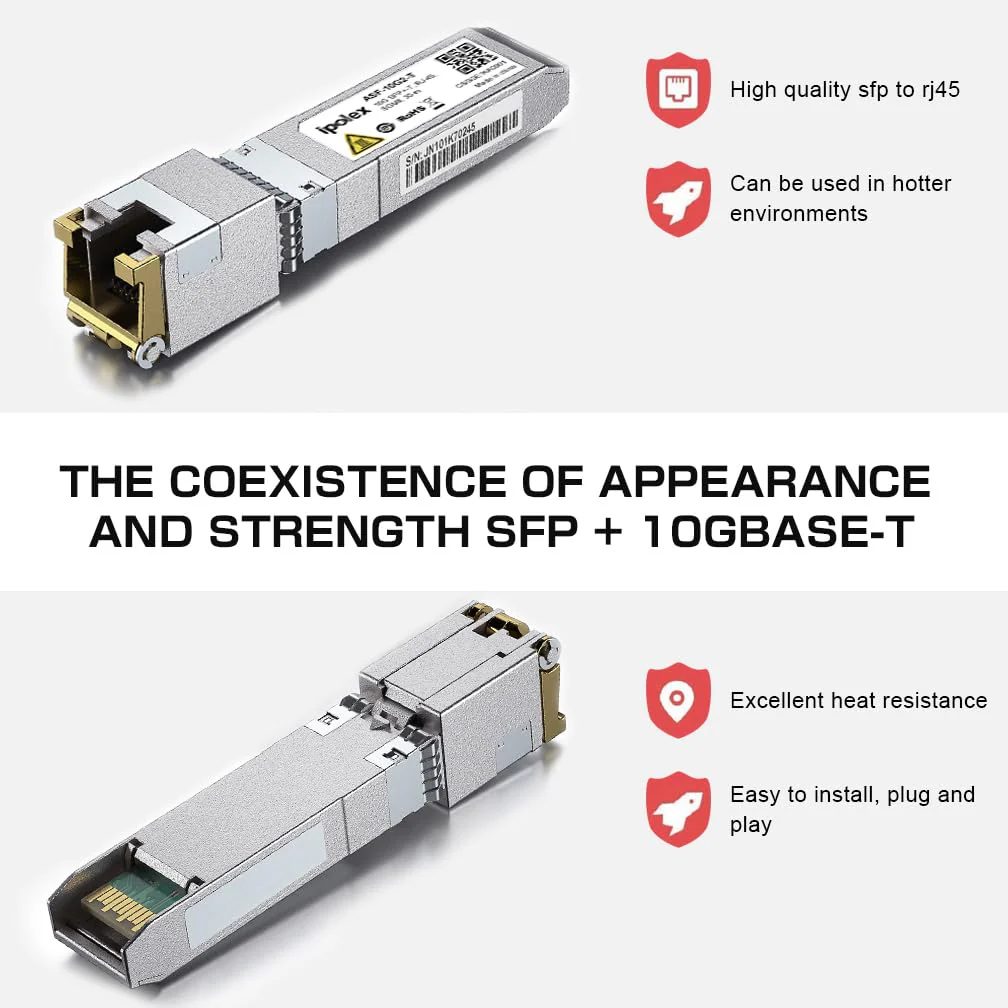 ipolex 10GbE SFP+ RJ45 Copper Transceiver, SFP+ 10GBase-T Module,for Cisco Reach 30-Meter 1. 10GBase-T: 30m 3-1 x - Image 4