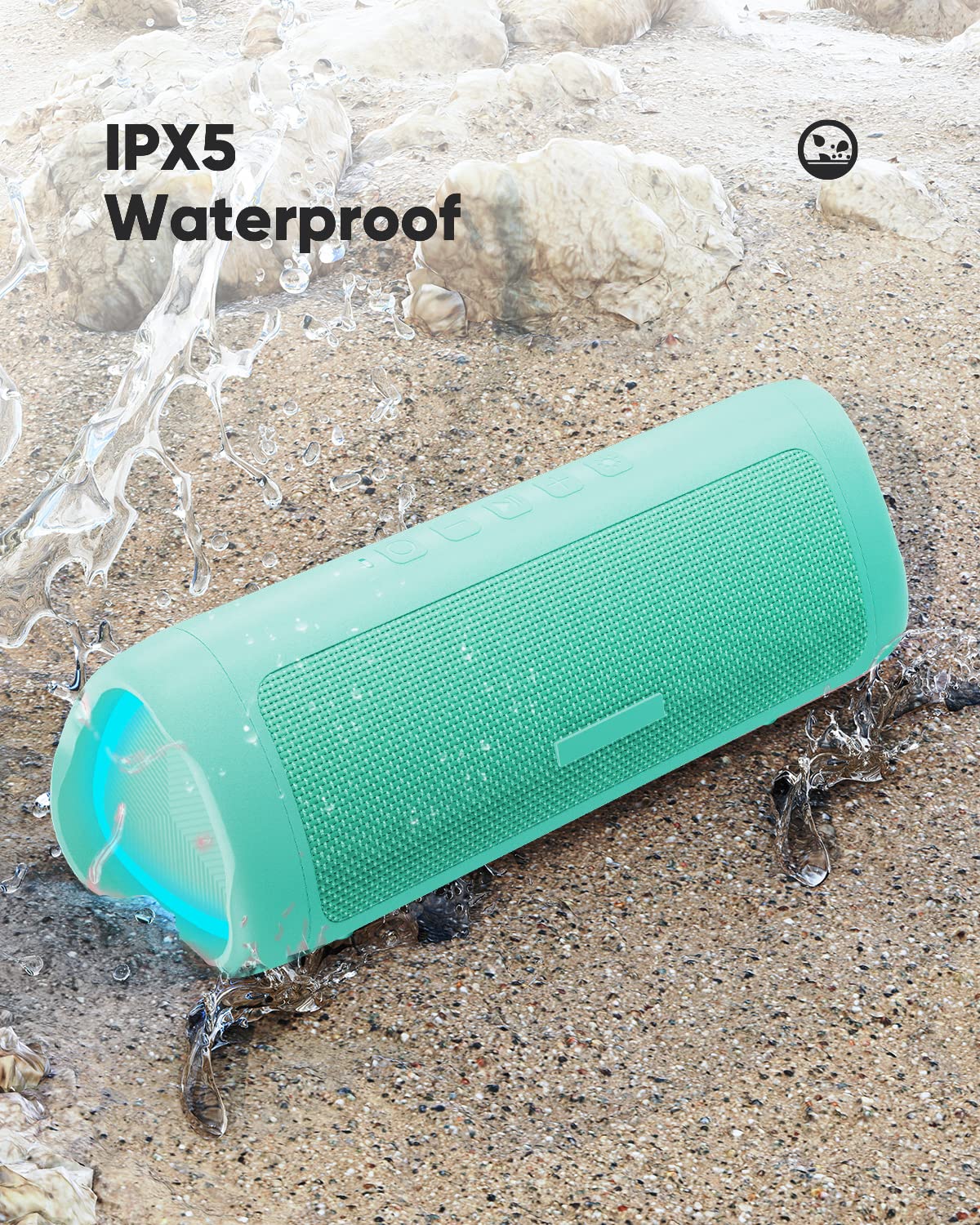 IPX5 Waterproof Bluetooth Speaker with 24H Playtime - For Home/Outdoor/Beach 1pcs-Teal - Image 7