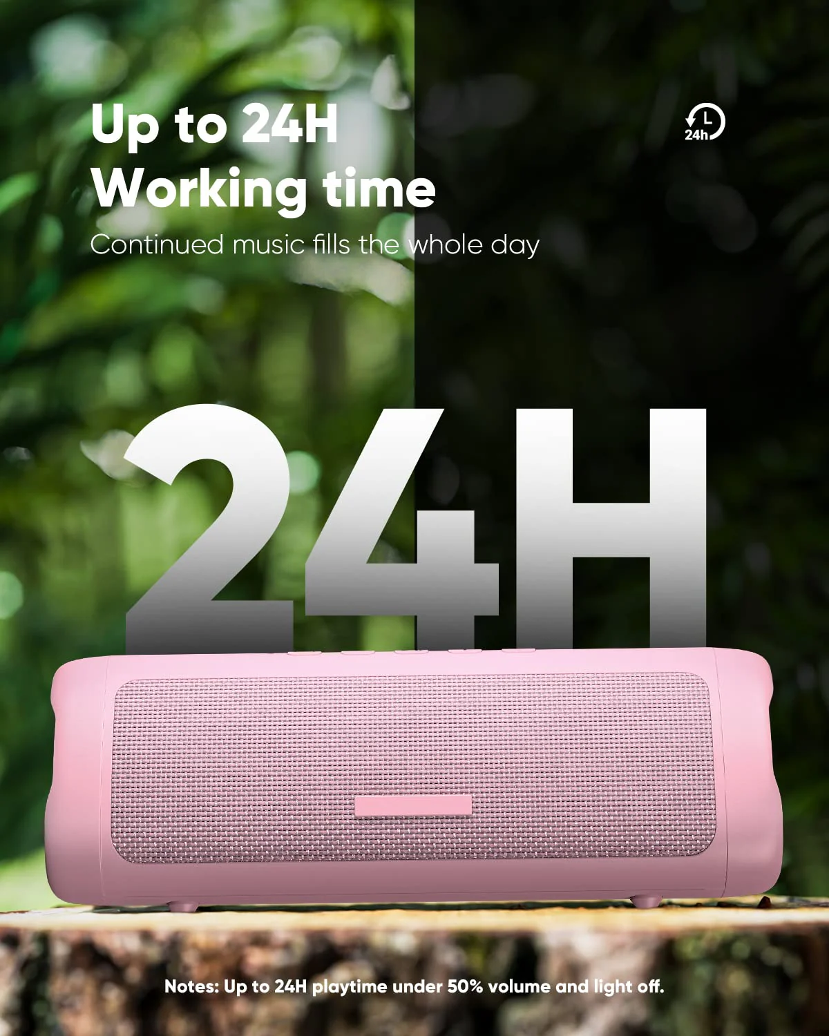 IPX5 Waterproof Bluetooth Speaker with HD Sound, 24H Playtime - For Home, Outdoor, Beach 1pcs-Pink - Image 3