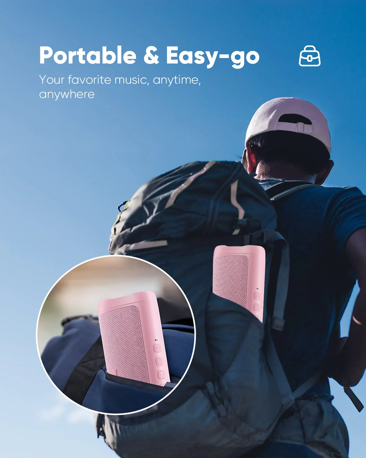 IPX5 Waterproof Bluetooth Speaker with HD Sound, 24H Playtime - For Home, Outdoor, Beach 1pcs-Pink - Image 6