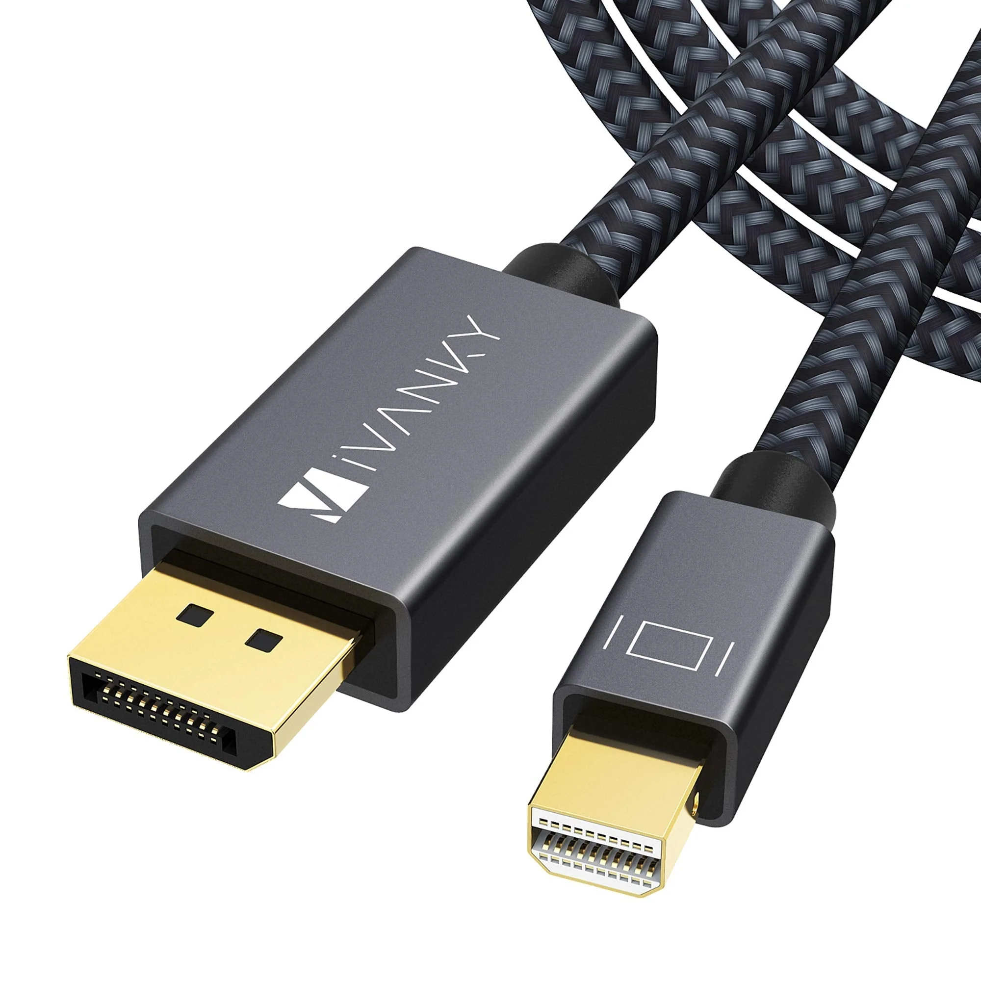 IVANKY 8K Mini DisplayPort to DisplayPort Cable 10ft, Bi-Directional Mini DP to DP Cable 8K@60Hz, 4K@144Hz, 32.4Gbps HDR, Thunderbolt to DisplayPort, Aluminum Shell, Gold-Plated Braided for MacBook 10 Feet Grey