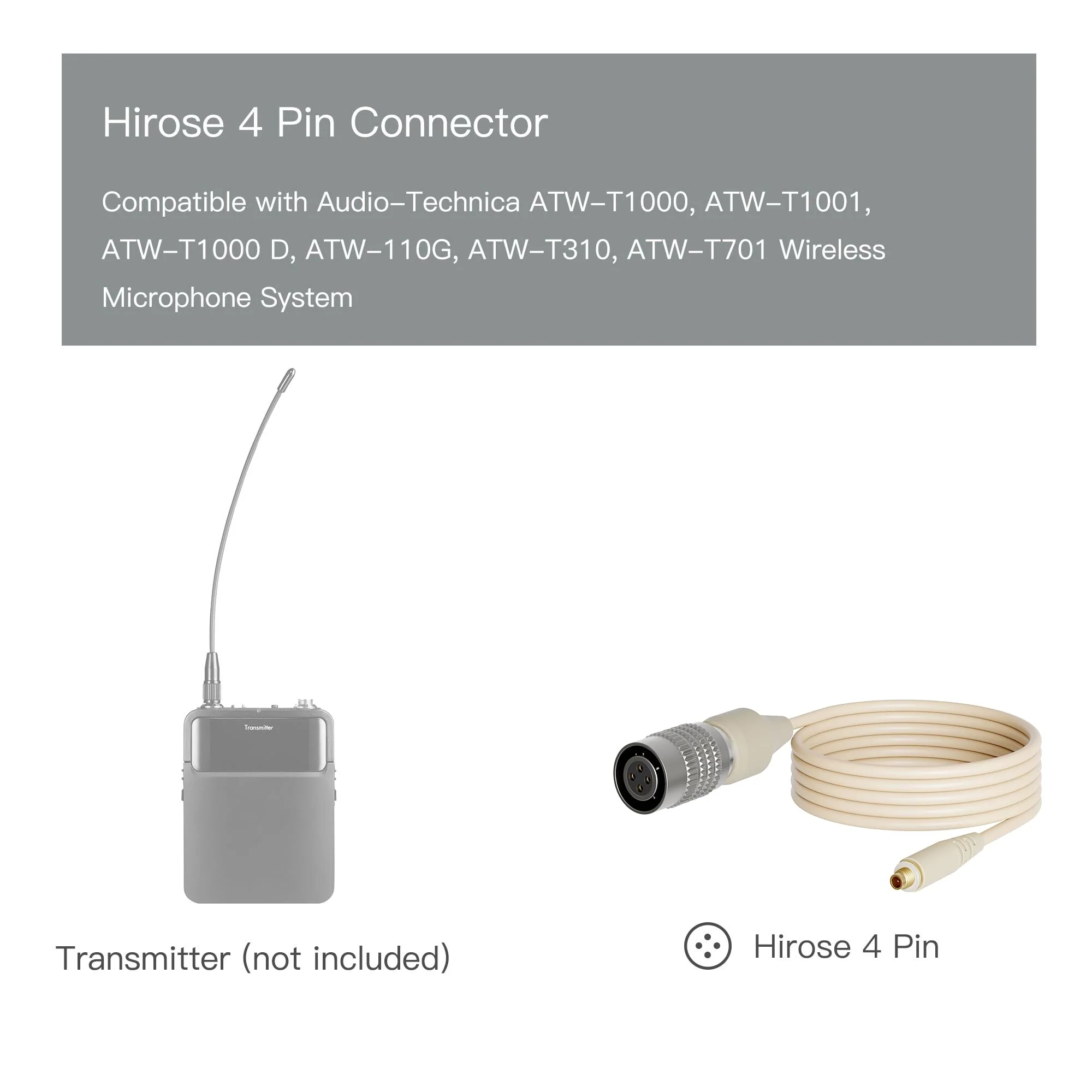 J K Professional Headset Headworn Earhook Microphone MIC-J 071S Compatible with Audio Technica Wireless Transmitters - Hirose 4pin Detachable Plug - Image 2