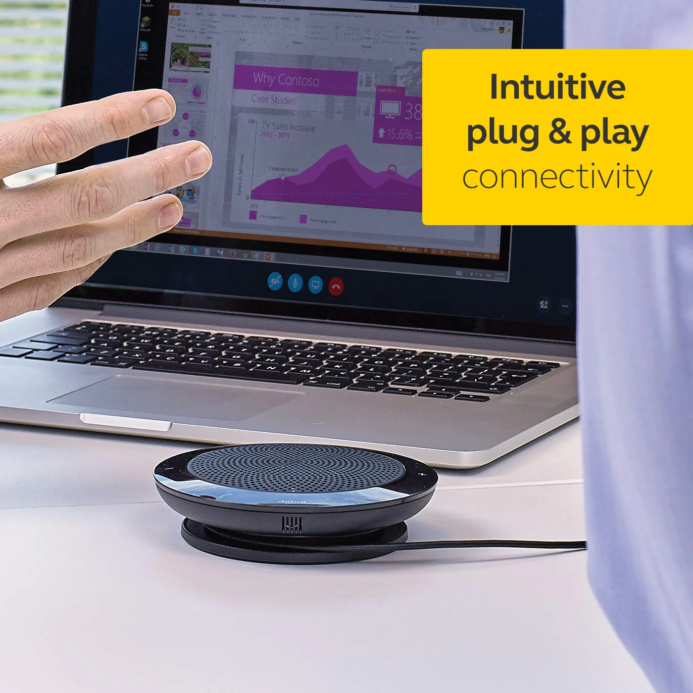 Jabra Speak 410 Corded Speakerphone for Softphones, MS-Optimized – Easy Setup, Portable USB Speaker for Holding Meetings Anywhere with Outstanding Sound Quality - Image 6