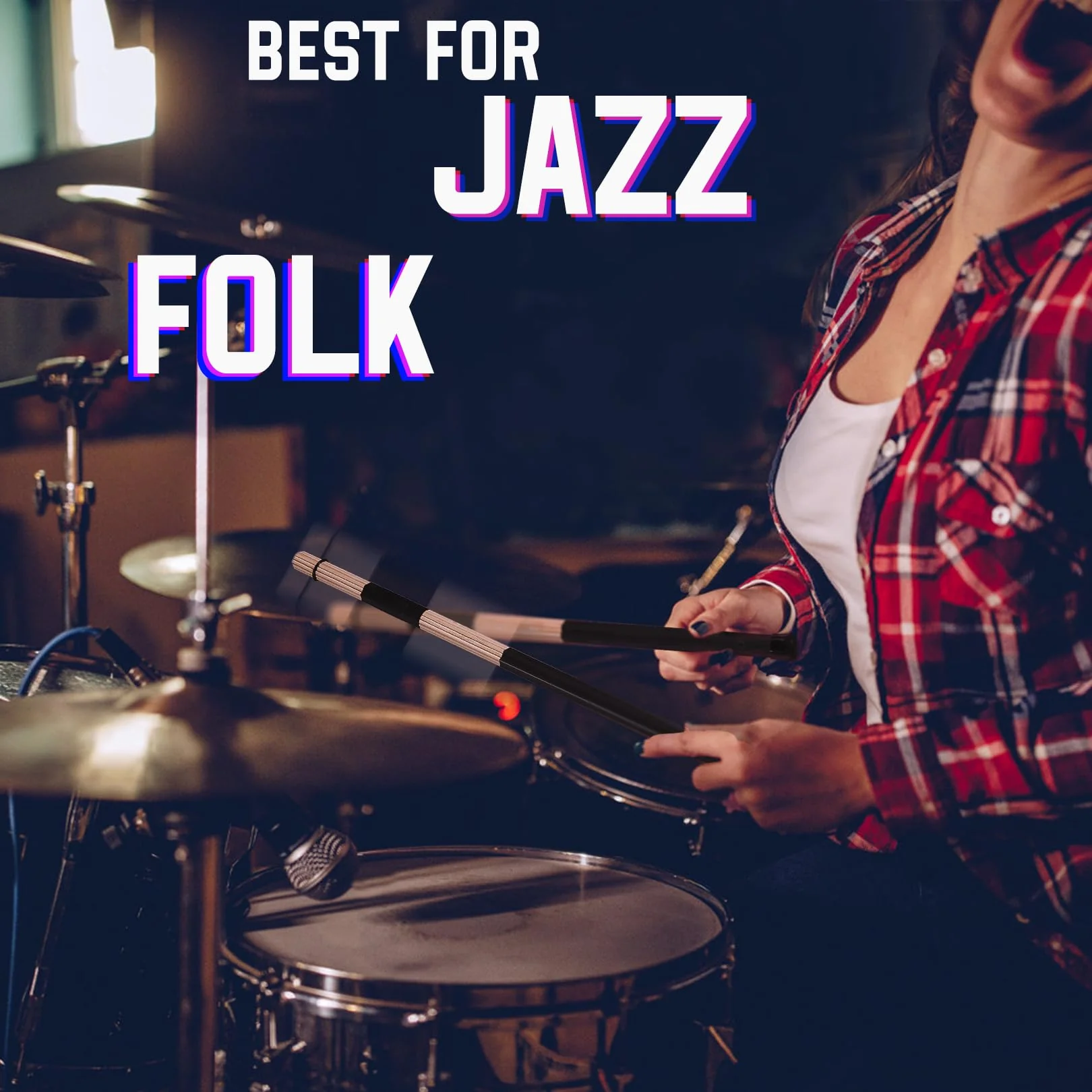 Jazz Drum Sticks Drumsticks Bamboo Punk Drum Sticks for Jazz Folk Music (black) 1 - Image 4