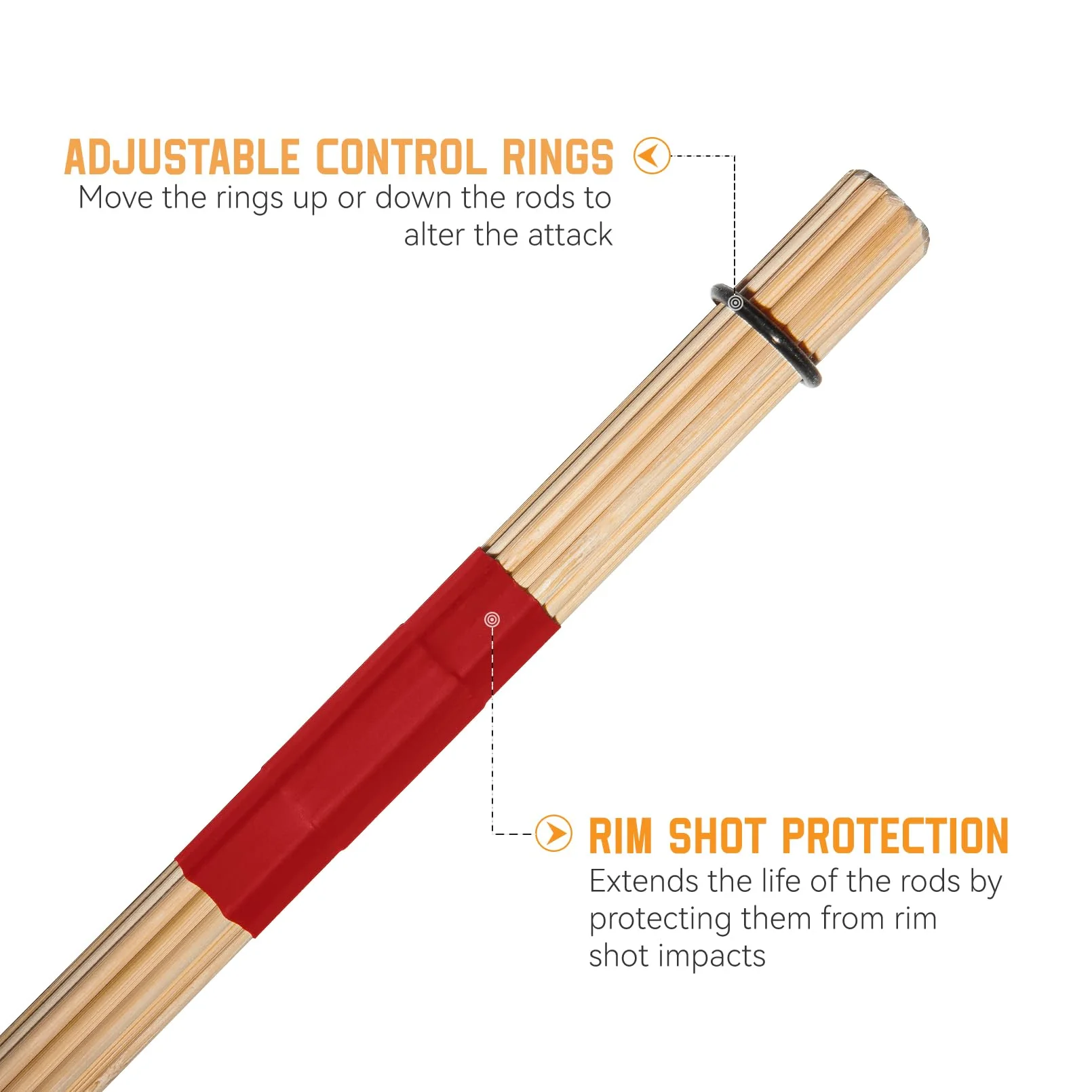 Jazz Drum Sticks Drumsticks Bamboo Punk Drum Sticks for Jazz Folk Music (red) 1 - Image 2