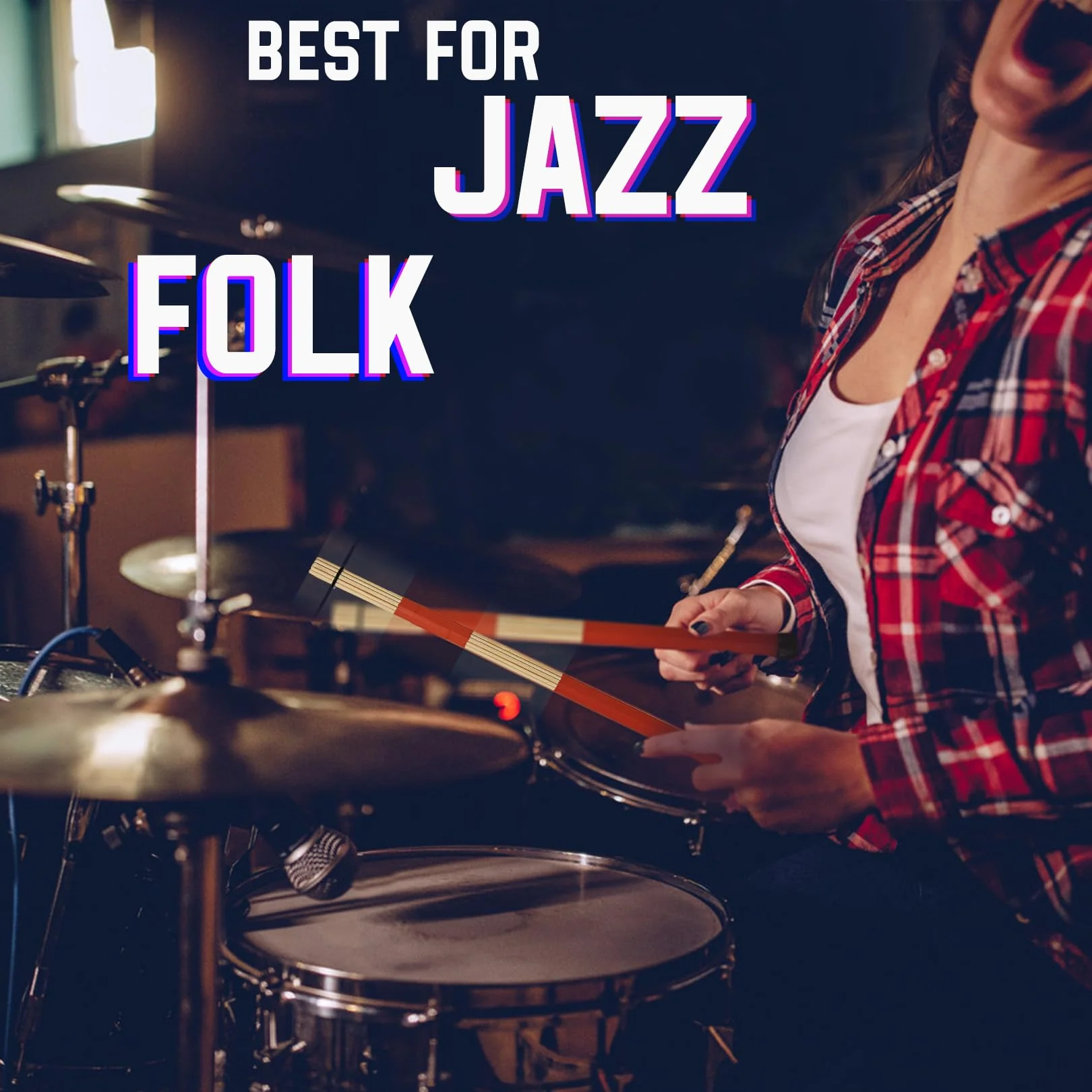 Jazz Drum Sticks Drumsticks Bamboo Punk Drum Sticks for Jazz Folk Music (red) 1 - Image 6