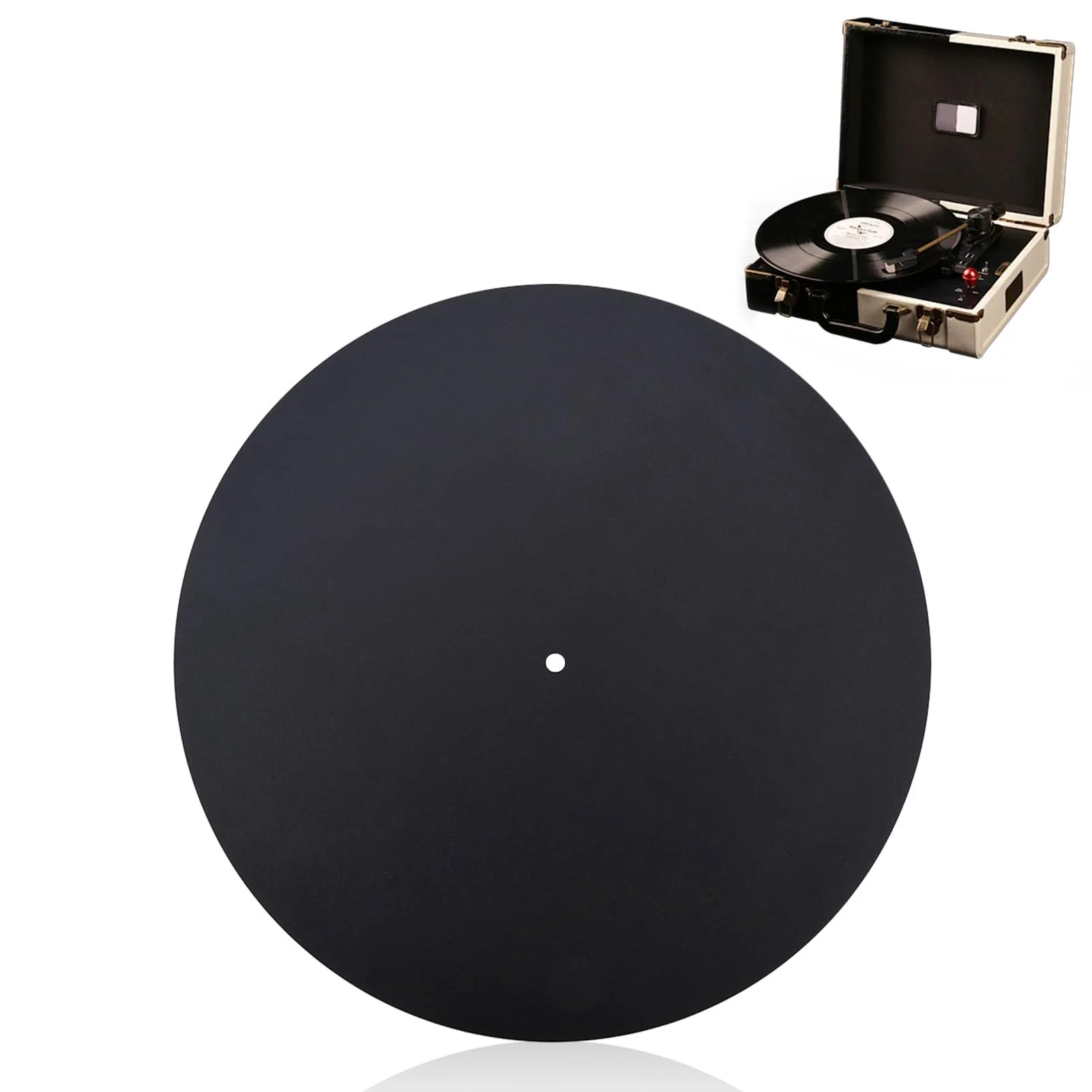 Jeanoko 1PCS Turntable Mat, Leather Turntable Slipmat 12 inch, Leather Record Pad Multifunctional Record Mat, Turntable Antistatic for Pad Felt for Reduce Vibration,Record Player Mat(Thickness 1.5MM)