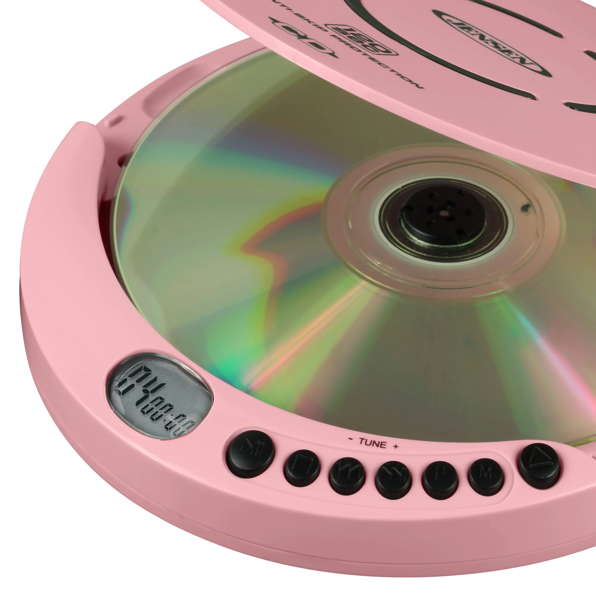 Jensen Portable CD-120 Portable Personal CD Player Compact 120 SEC Anti-Skip CD Player – Lightweight & Shockproof Music Disc Player & FM Radio Pro Sport-Earbuds for Kids & Adults (Pink) Pink - Image 3