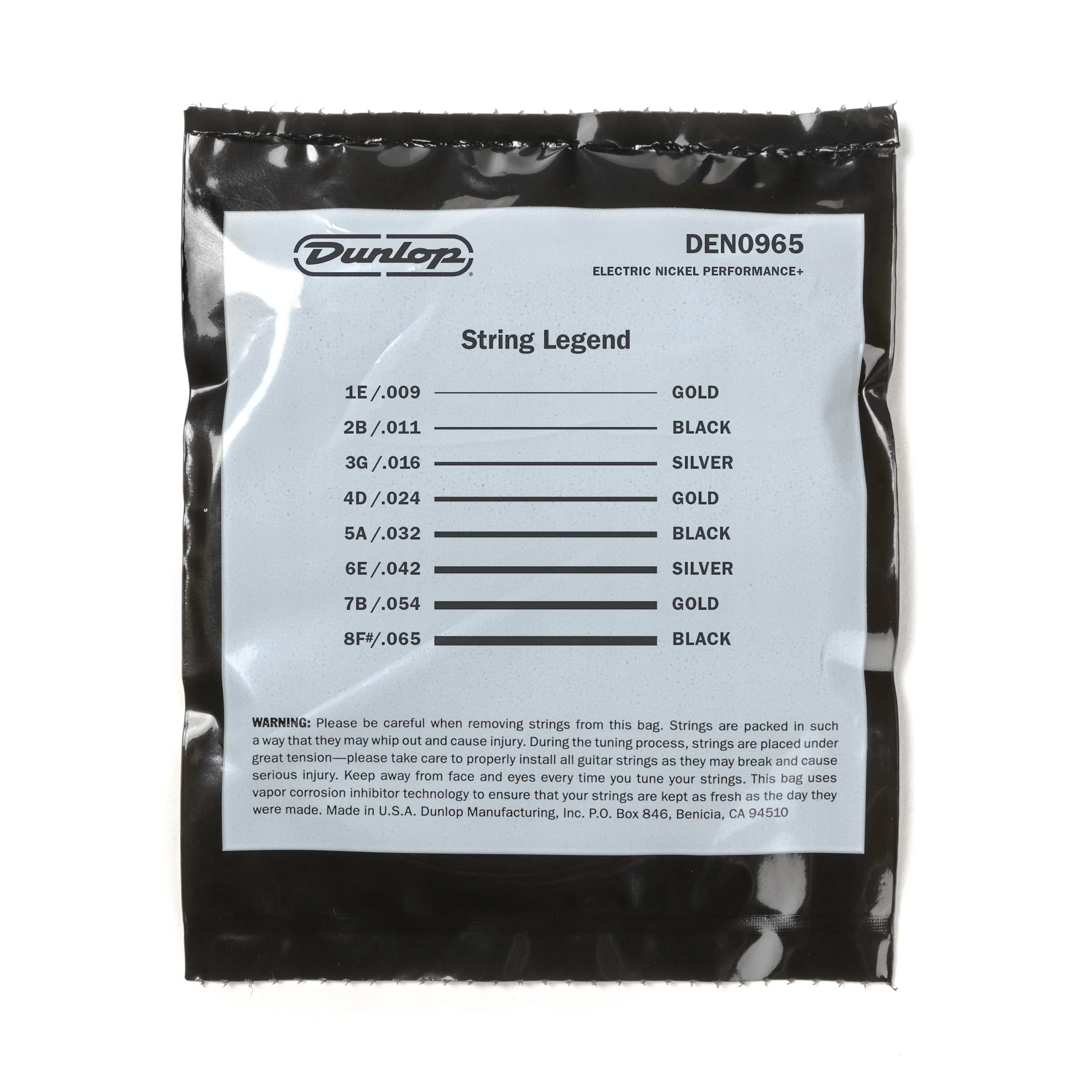 Jim Dunlop 38120096511 Electric Guitar Strings (DEN09658) Light 8 String ( 9- 65 ) PERFORMANCE+ - Image 3